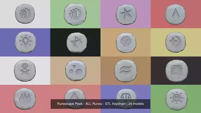 Runescape Pack - ALL Runes - STL Keychain