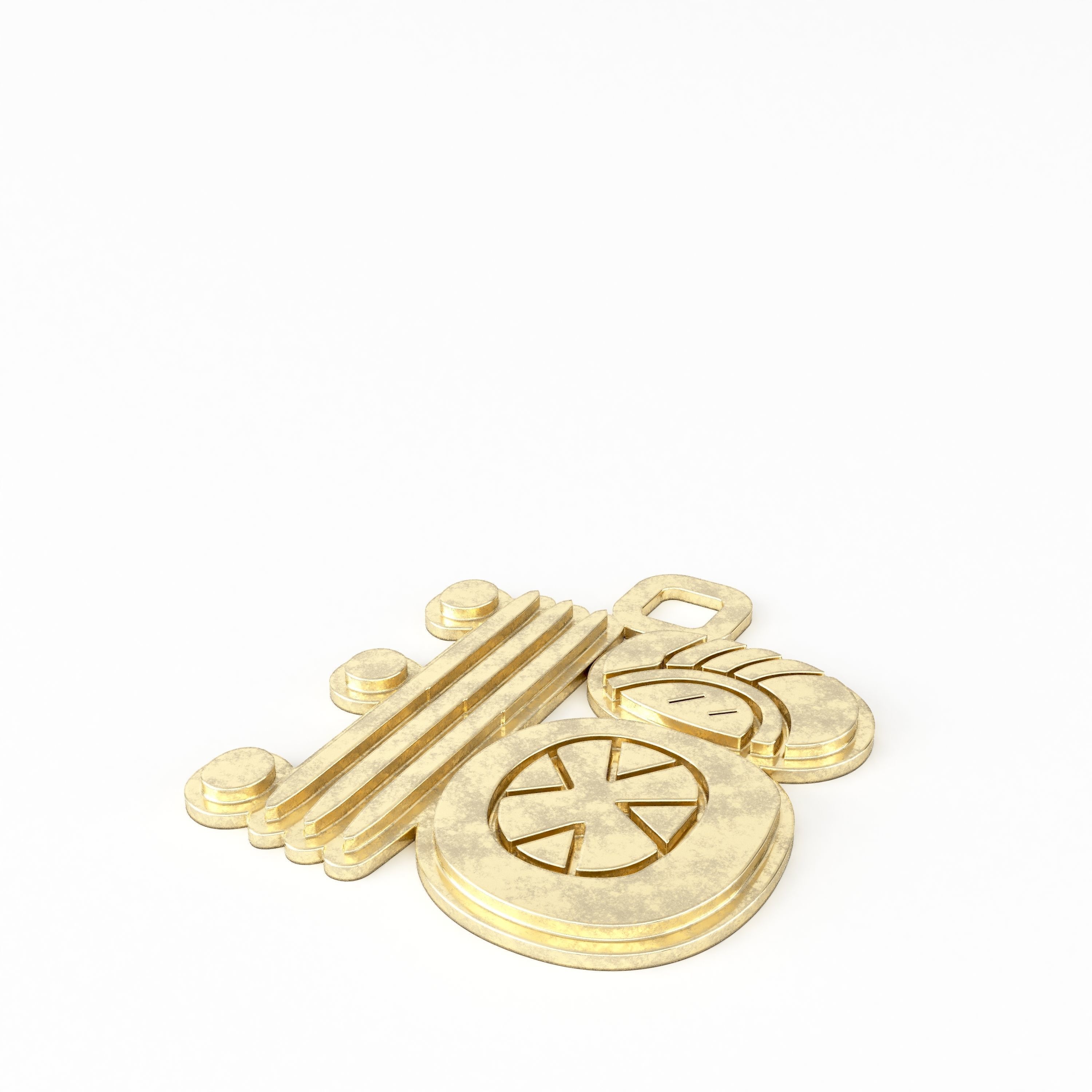 Mayan pendant glyph I 3D print model_4