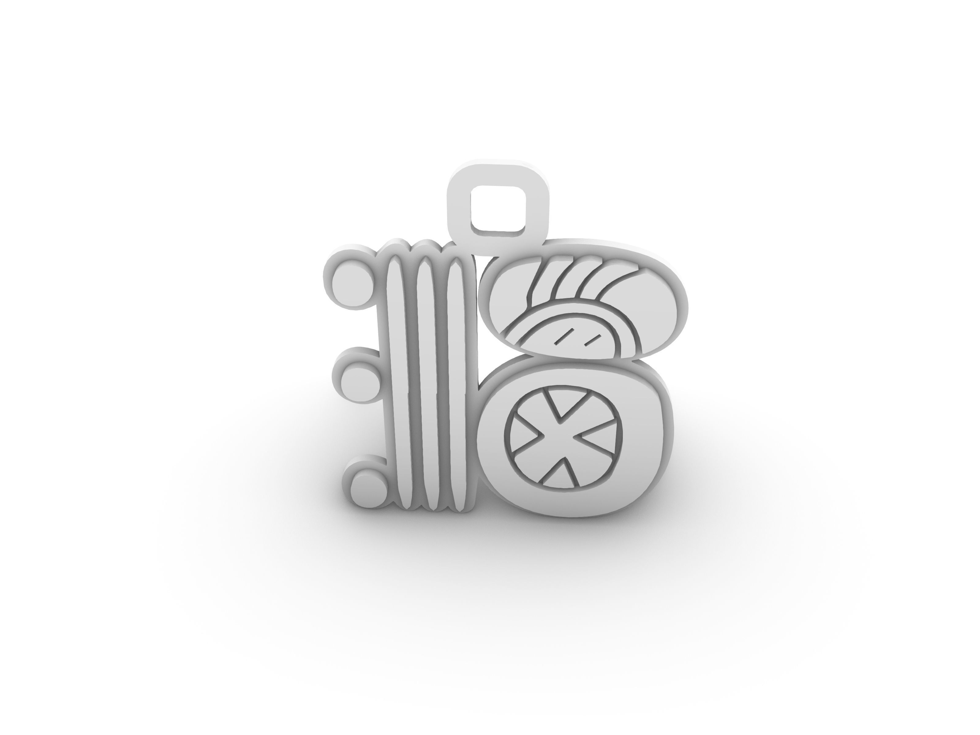 Mayan pendant glyph I 3D print model_10