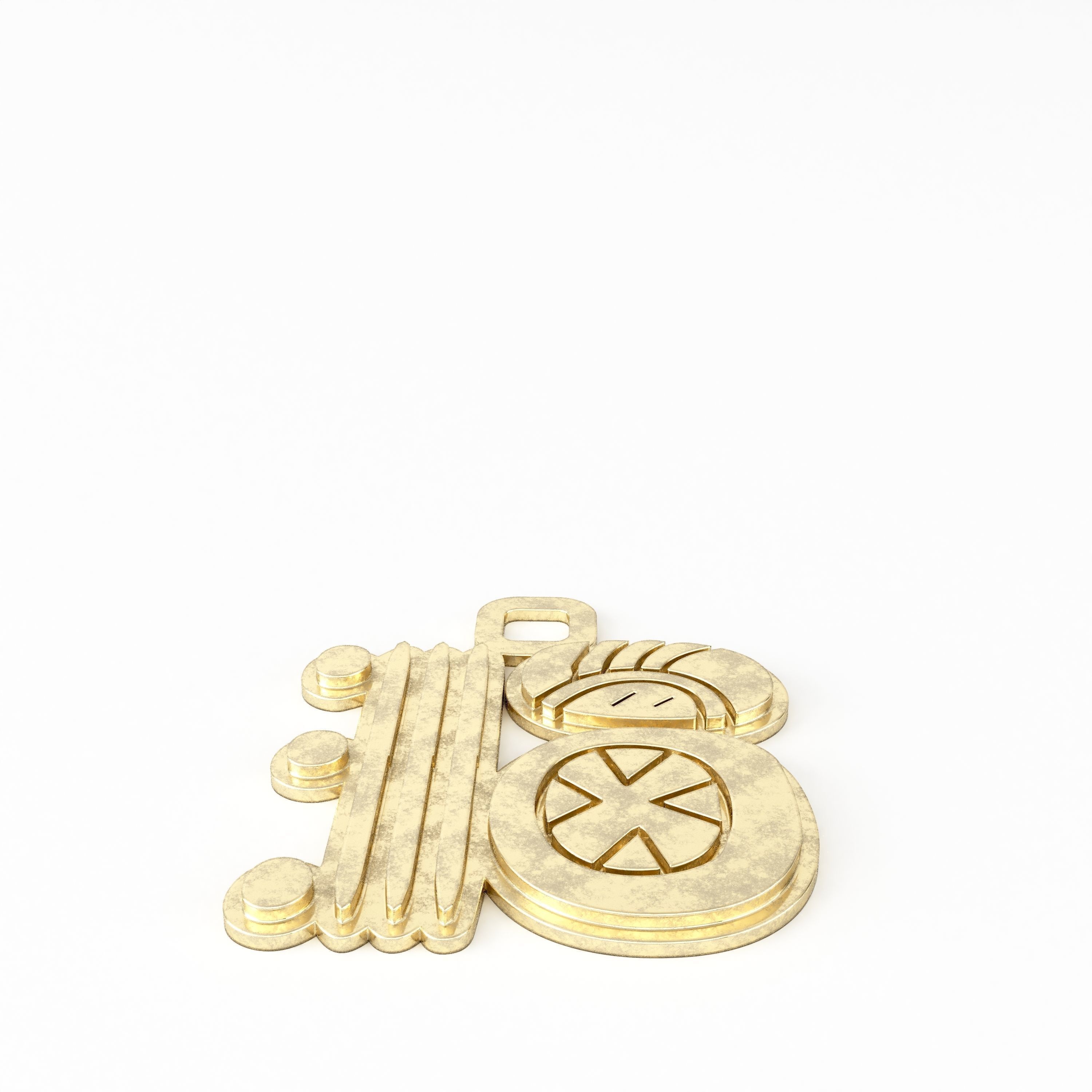 Mayan pendant glyph I 3D print model_3