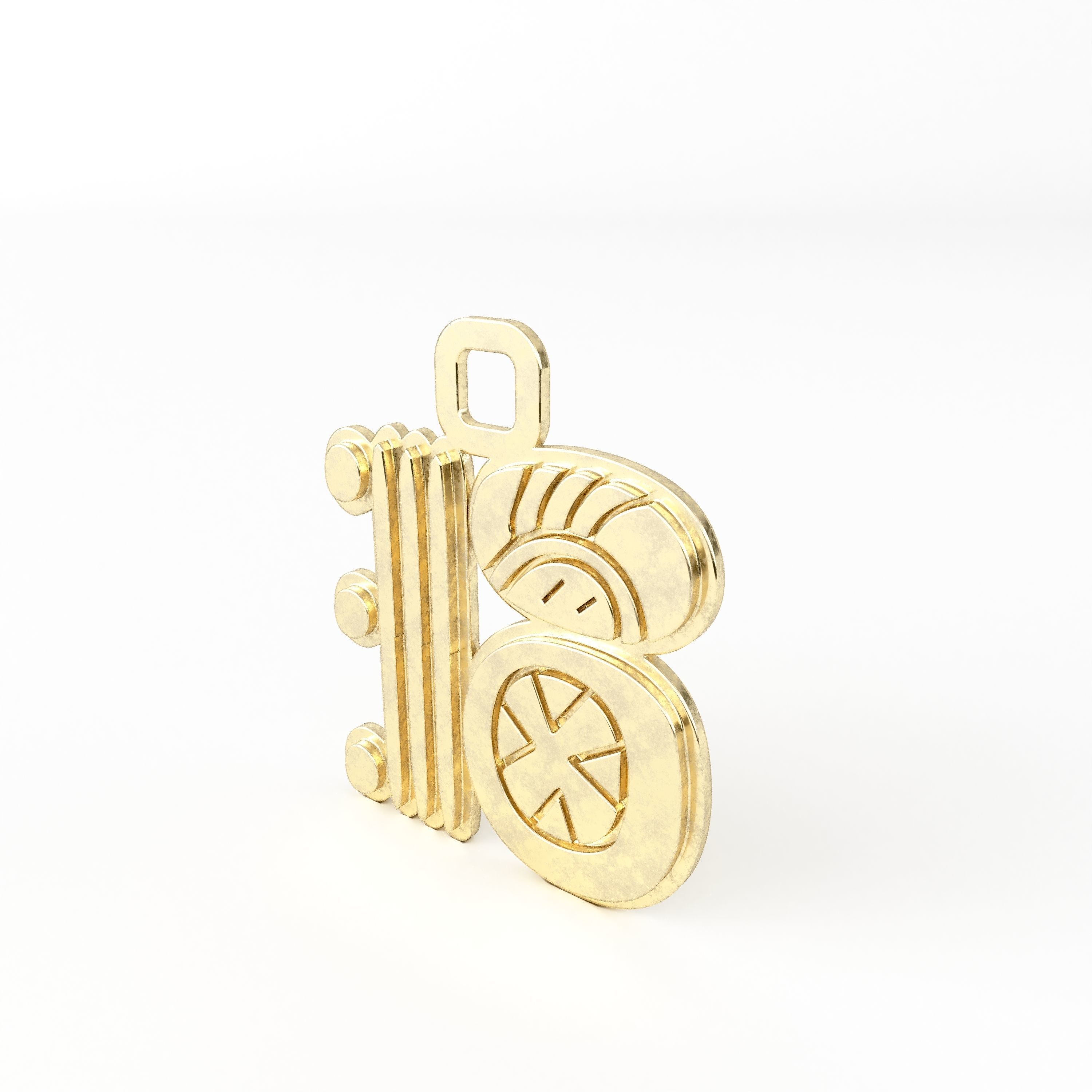 Mayan pendant glyph I 3D print model_2