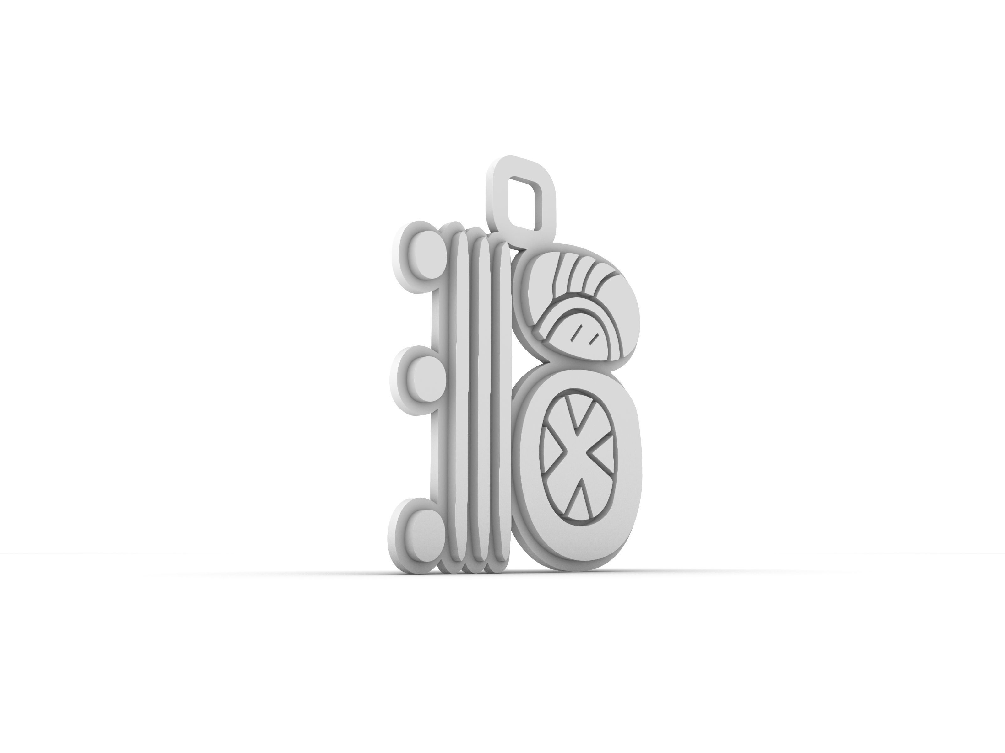 Mayan pendant glyph I 3D print model_12