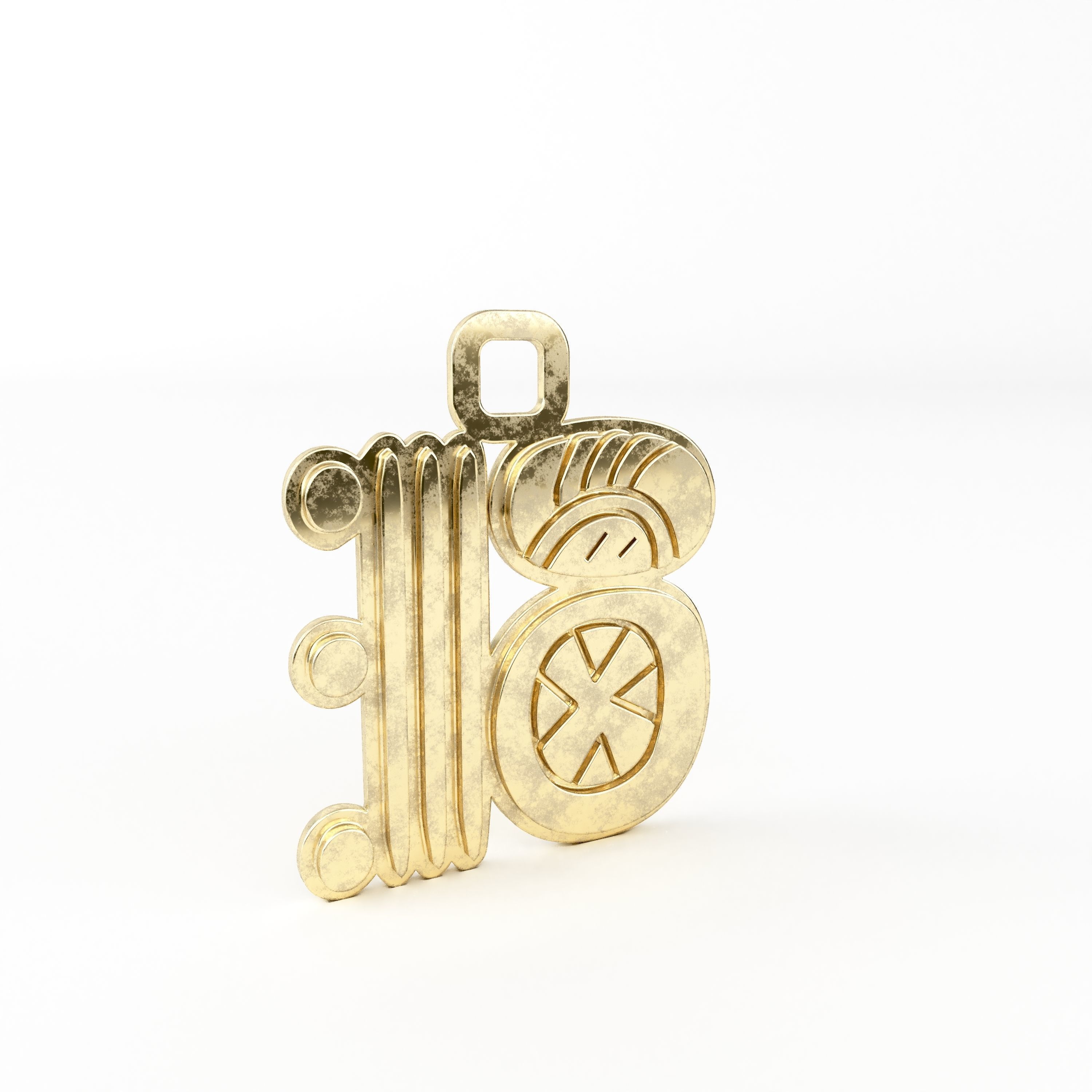 Mayan pendant glyph I 3D print model_1