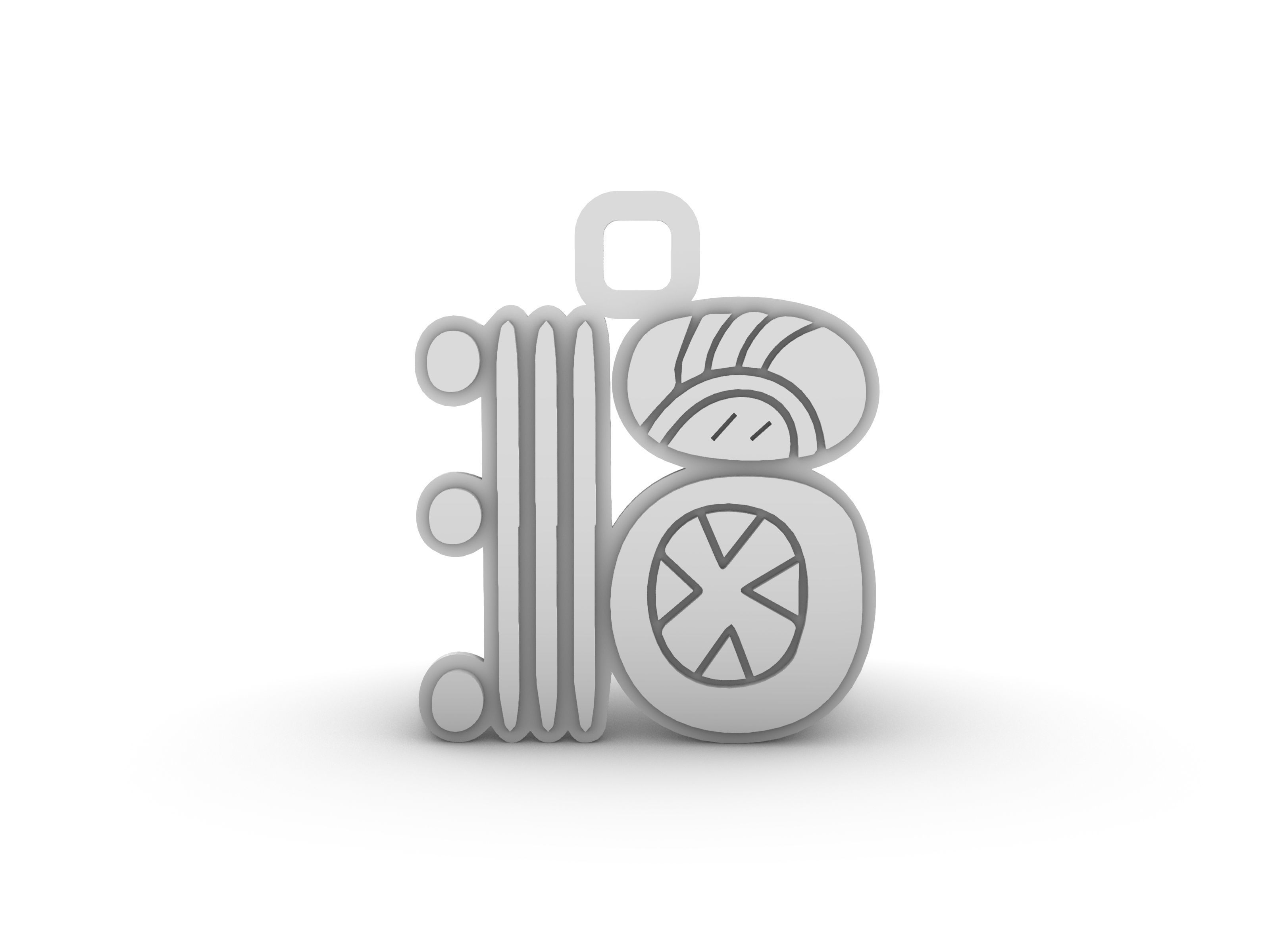 Mayan pendant glyph I 3D print model_6