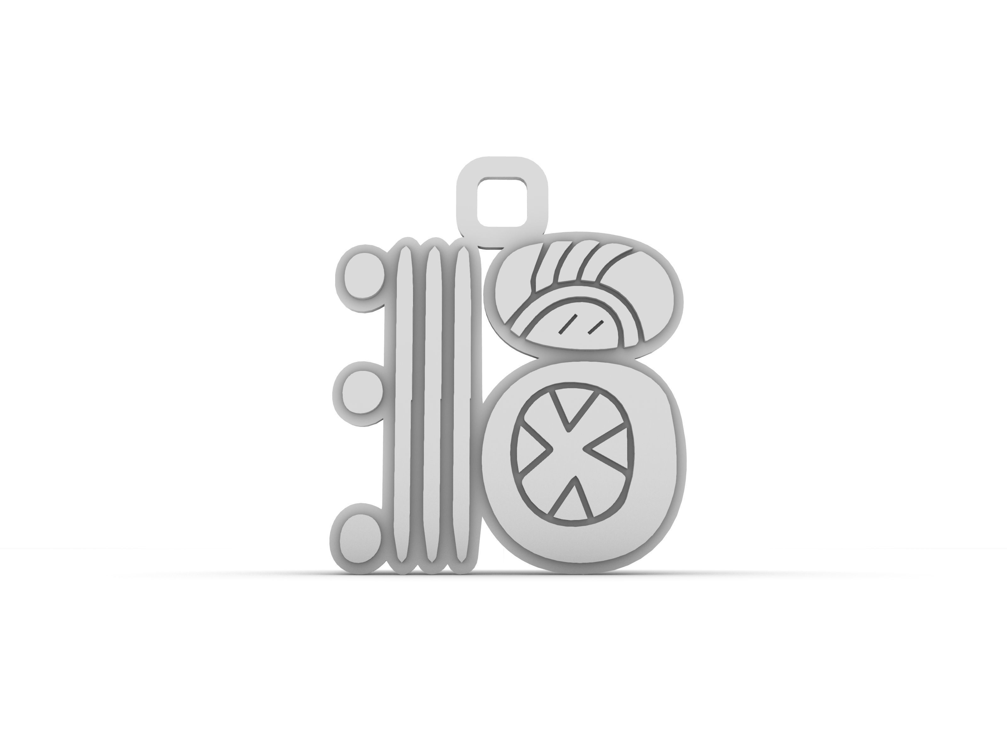 Mayan pendant glyph I 3D print model_14