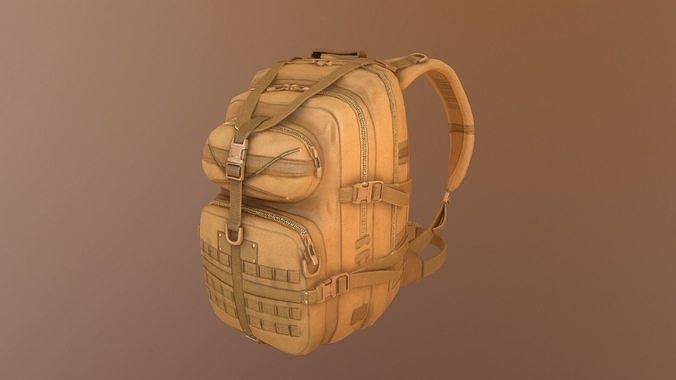 Military Backpack Low-poly 3D model