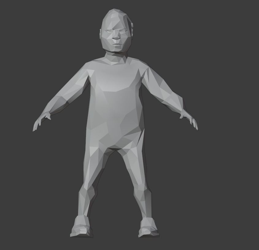 Low poly child base mesh Low-poly 3D model_4
