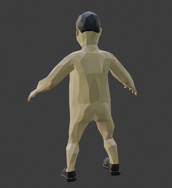 Low poly child base mesh Low-poly 3D model_3