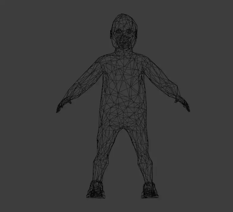 Low poly child base mesh Low-poly 3D model_0