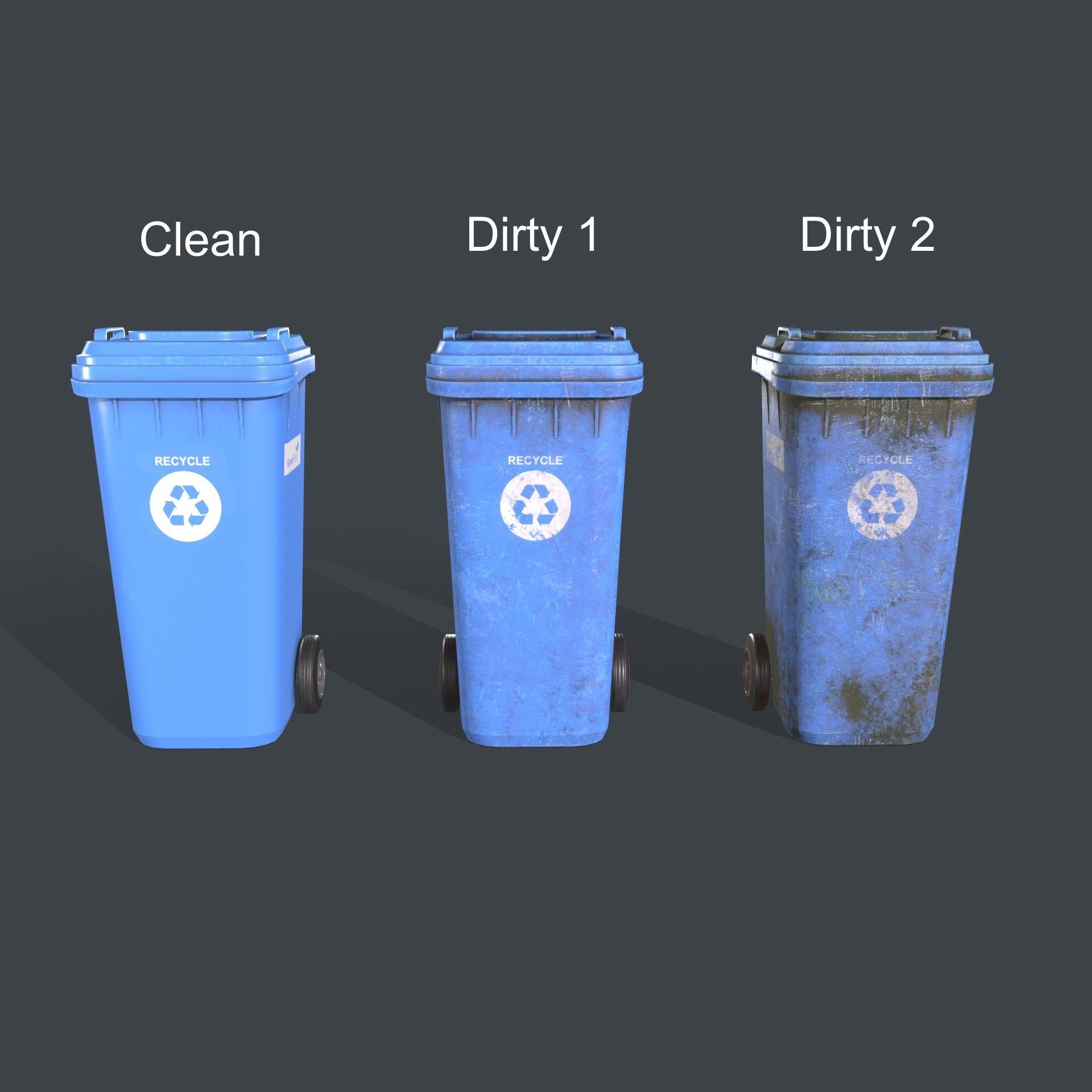Wheeled Trash Bin Low-poly 3D model_16