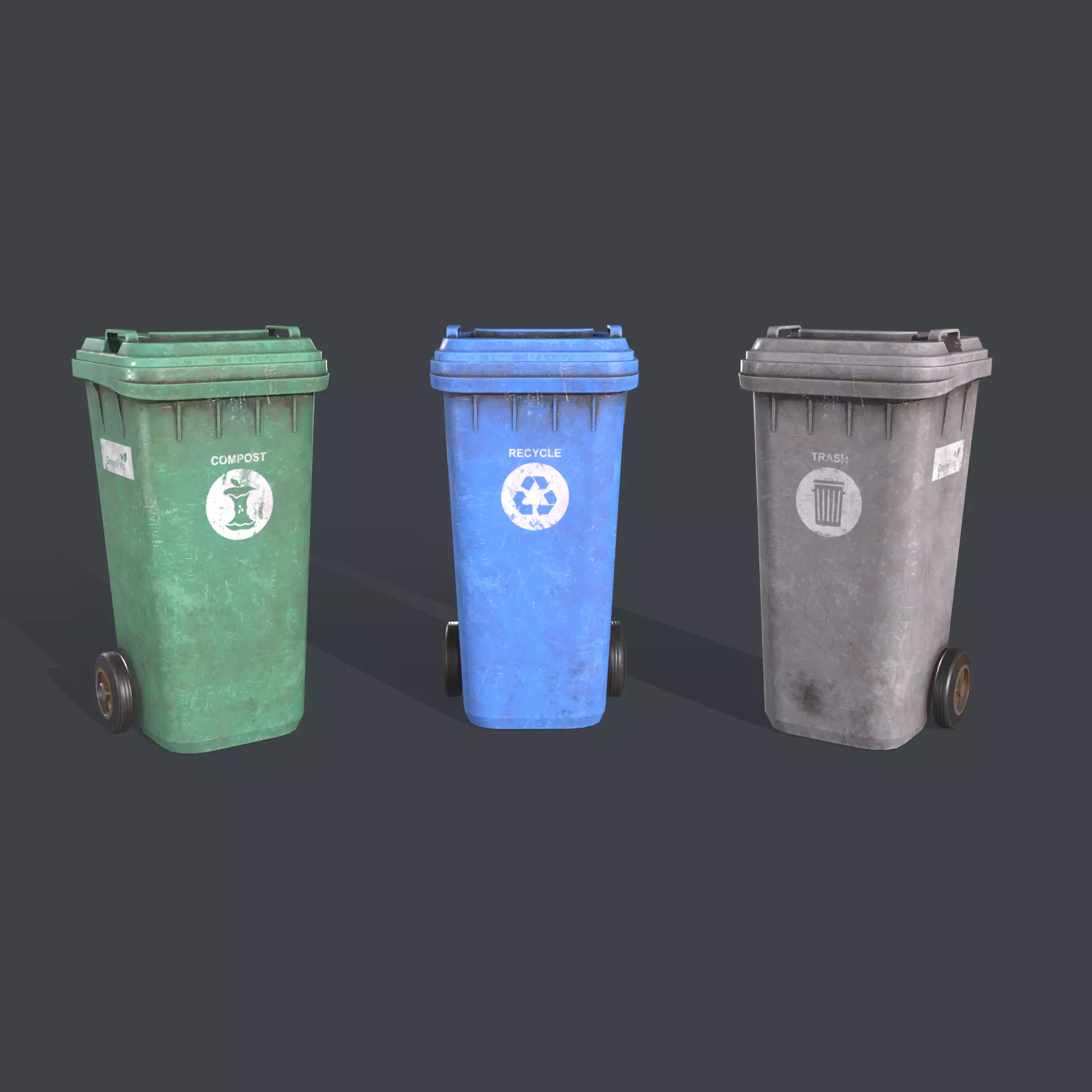 Wheeled Trash Bin Low-poly 3D model_0