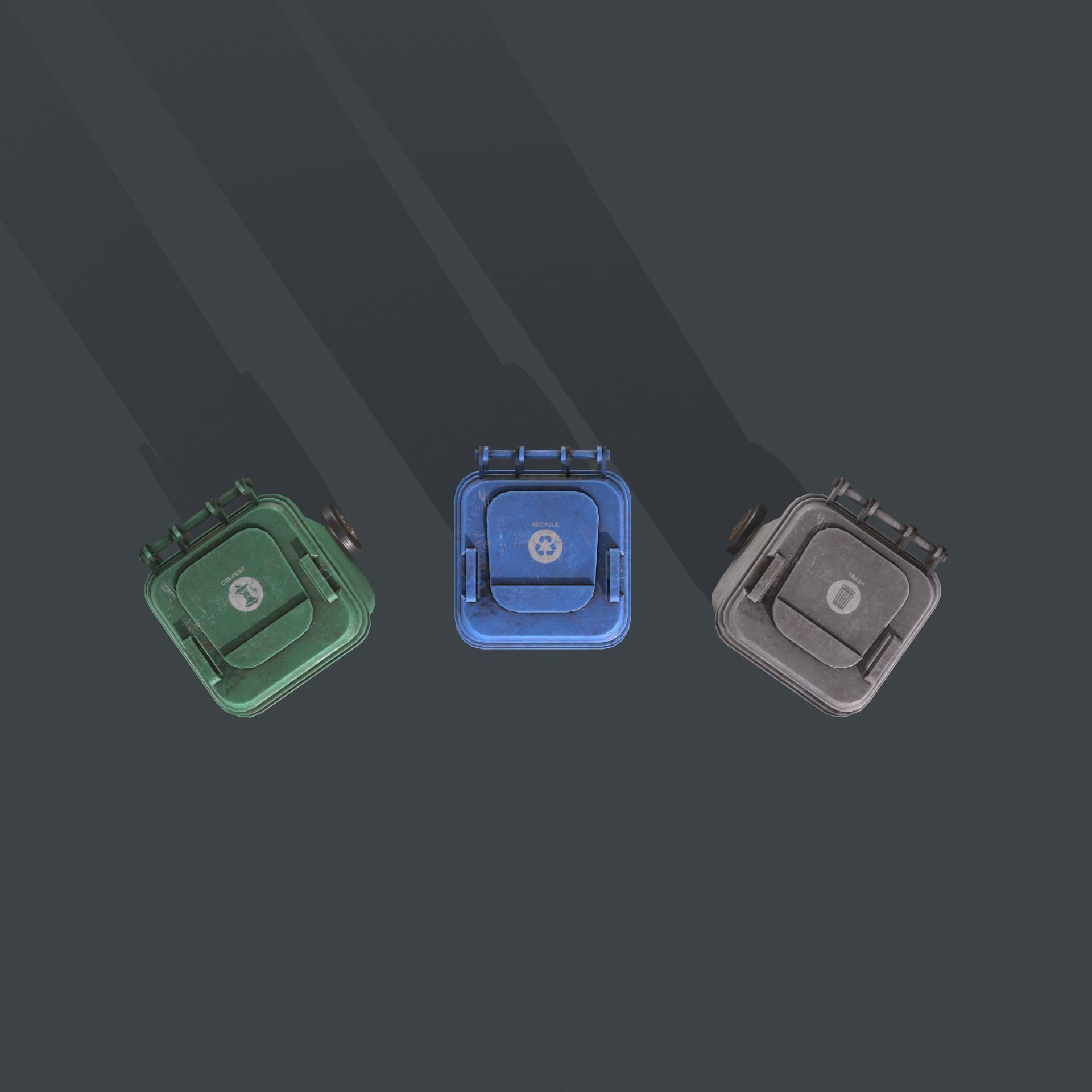 Wheeled Trash Bin Low-poly 3D model_4