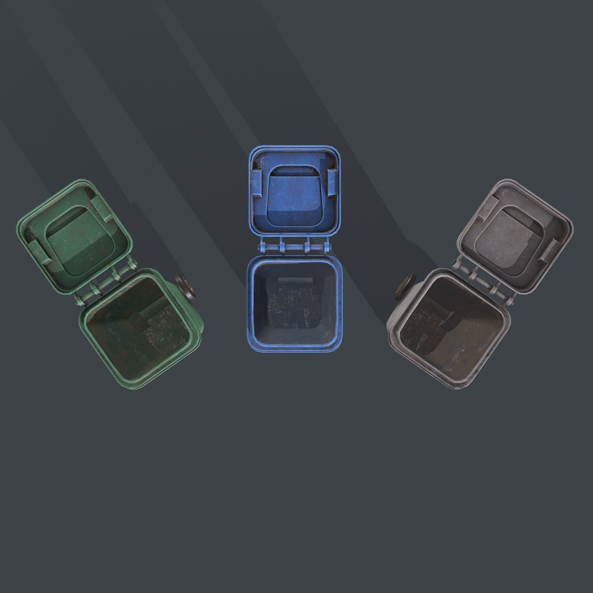 Wheeled Trash Bin Low-poly 3D model_5