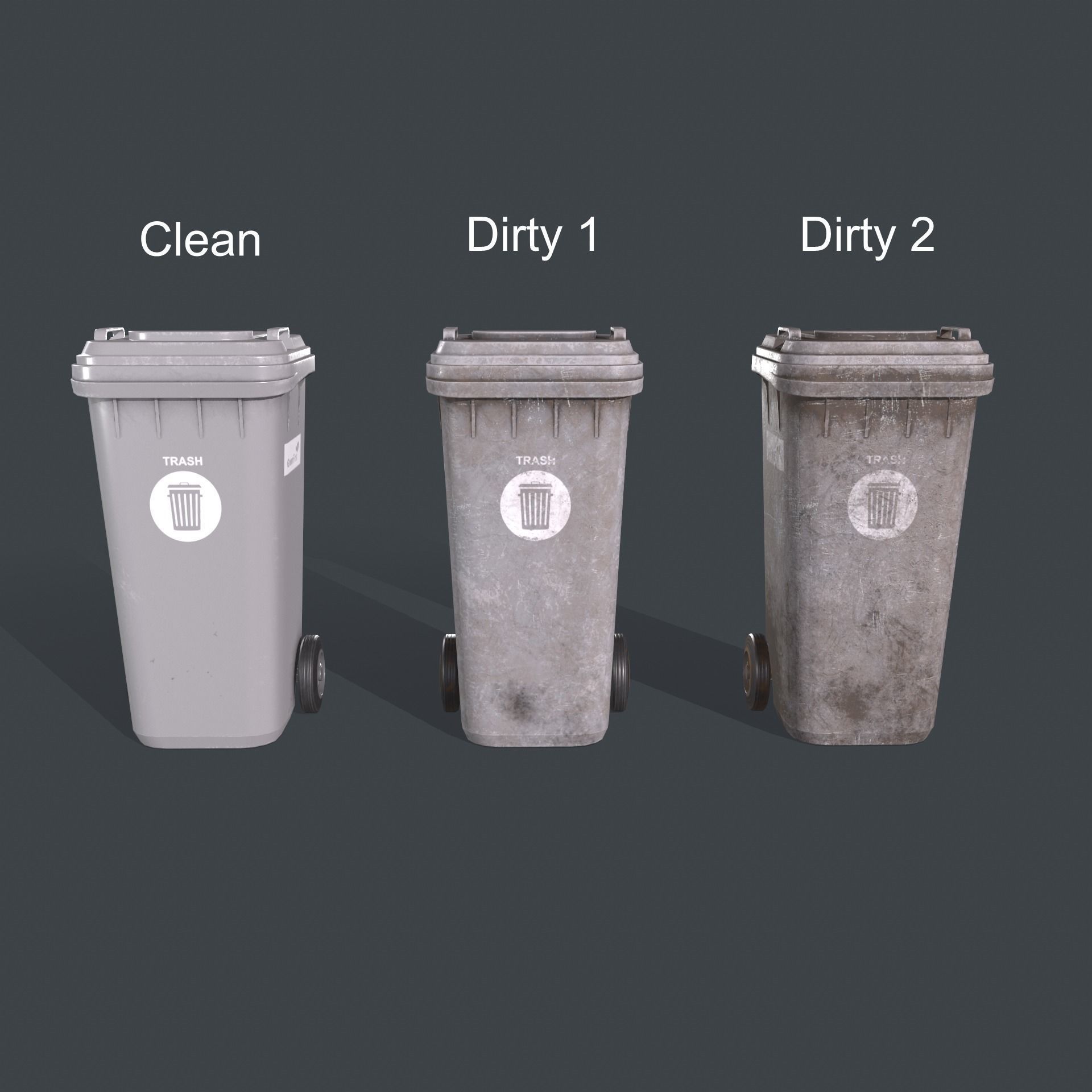 Wheeled Trash Bin Low-poly 3D model_15