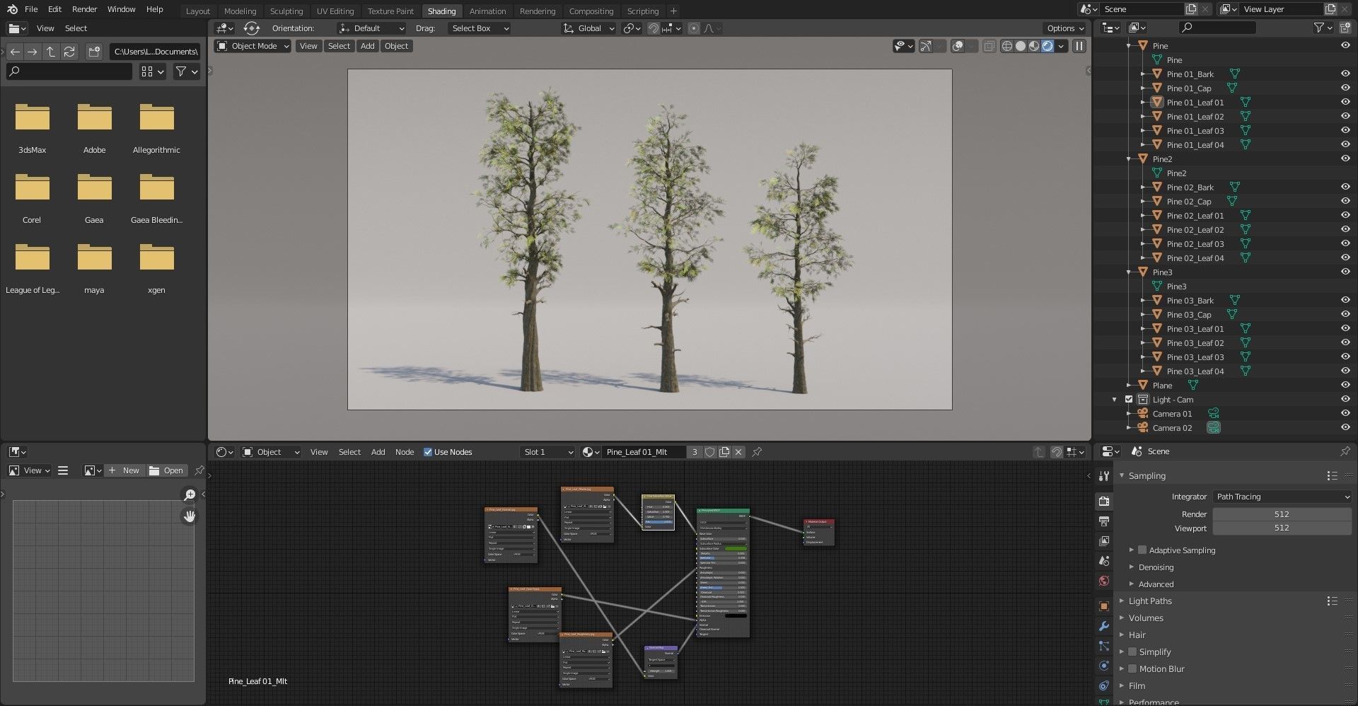 Trio of Large Pine Trees Free 3D model_4