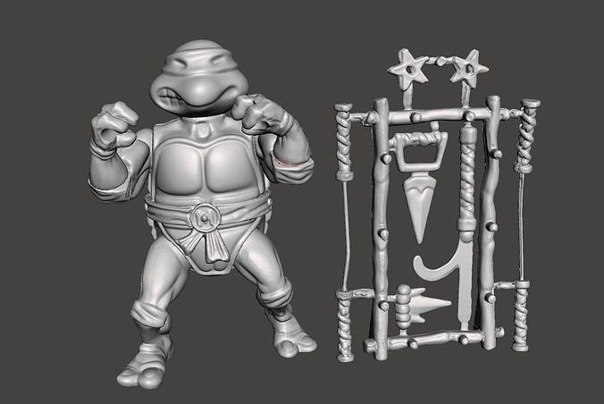 MICHELANGELO VINTAGE TEENAGE MUTANT NINJA TURTLES ACTION FIGURE 3D print model