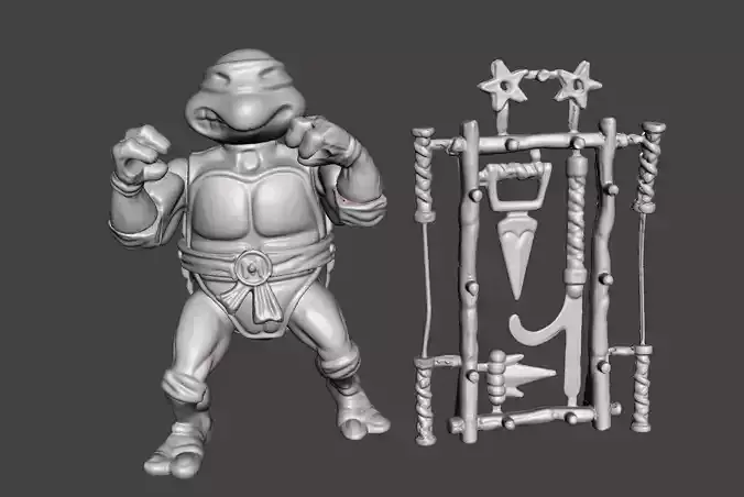 MICHELANGELO VINTAGE TEENAGE MUTANT NINJA TURTLES ACTION FIGURE 3D print model