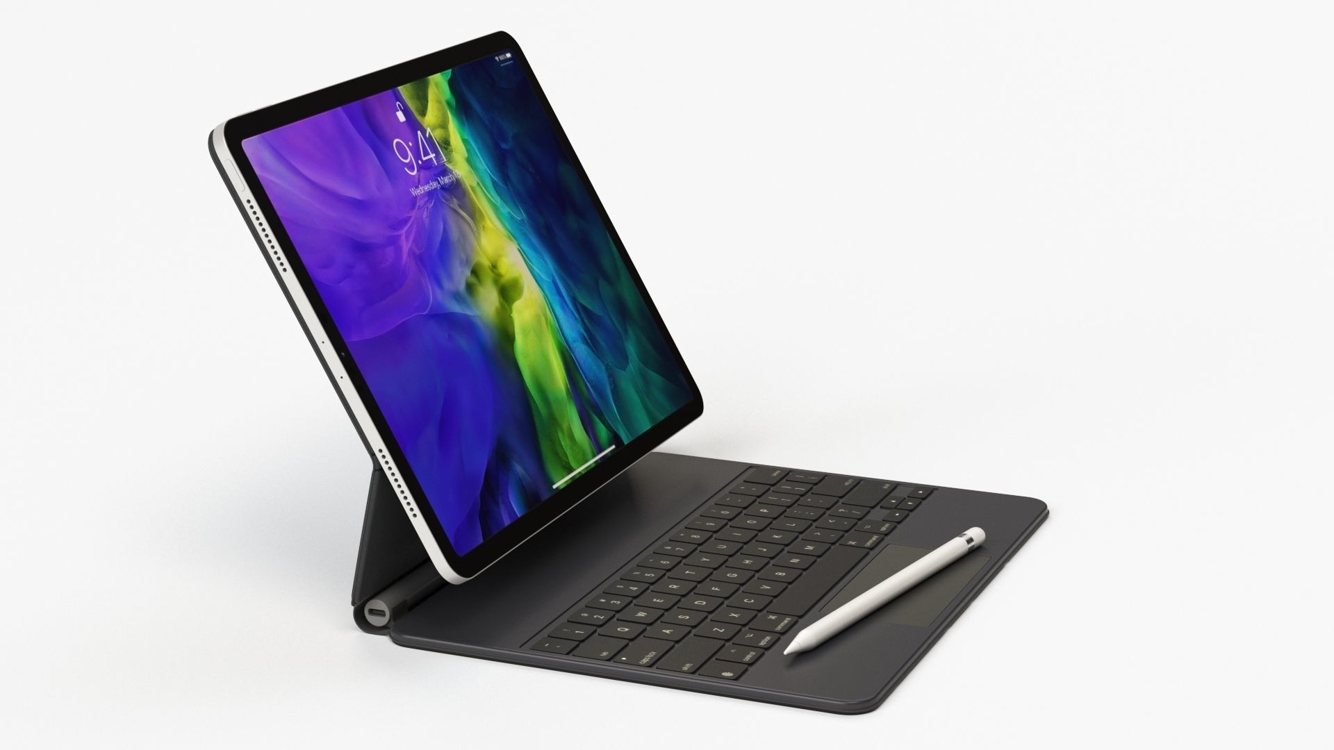 Apple ipad Pro 2020 and Magic Keyboard With apple-pencil 3D model_21