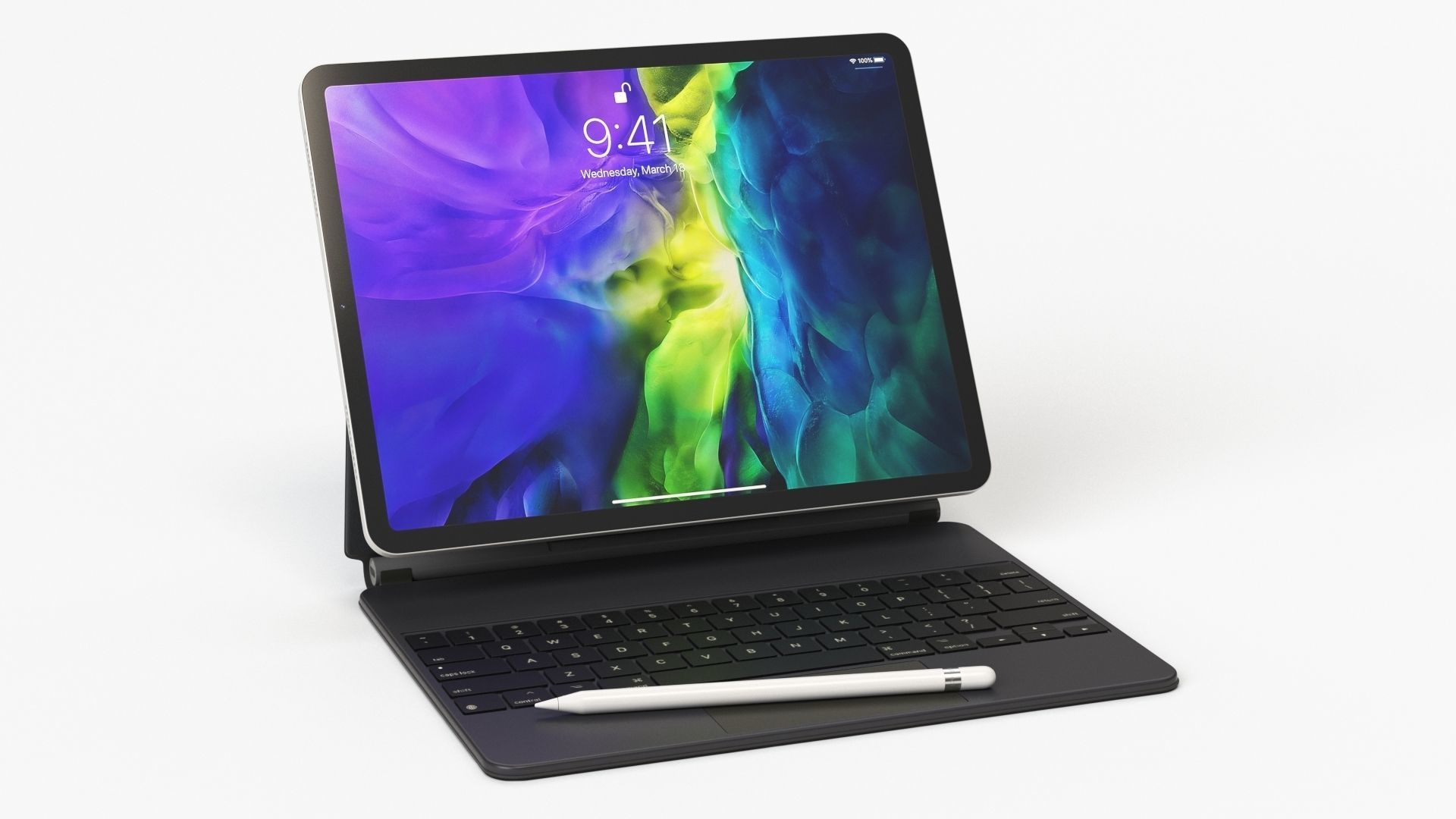 Apple ipad Pro 2020 and Magic Keyboard With apple-pencil 3D model_17