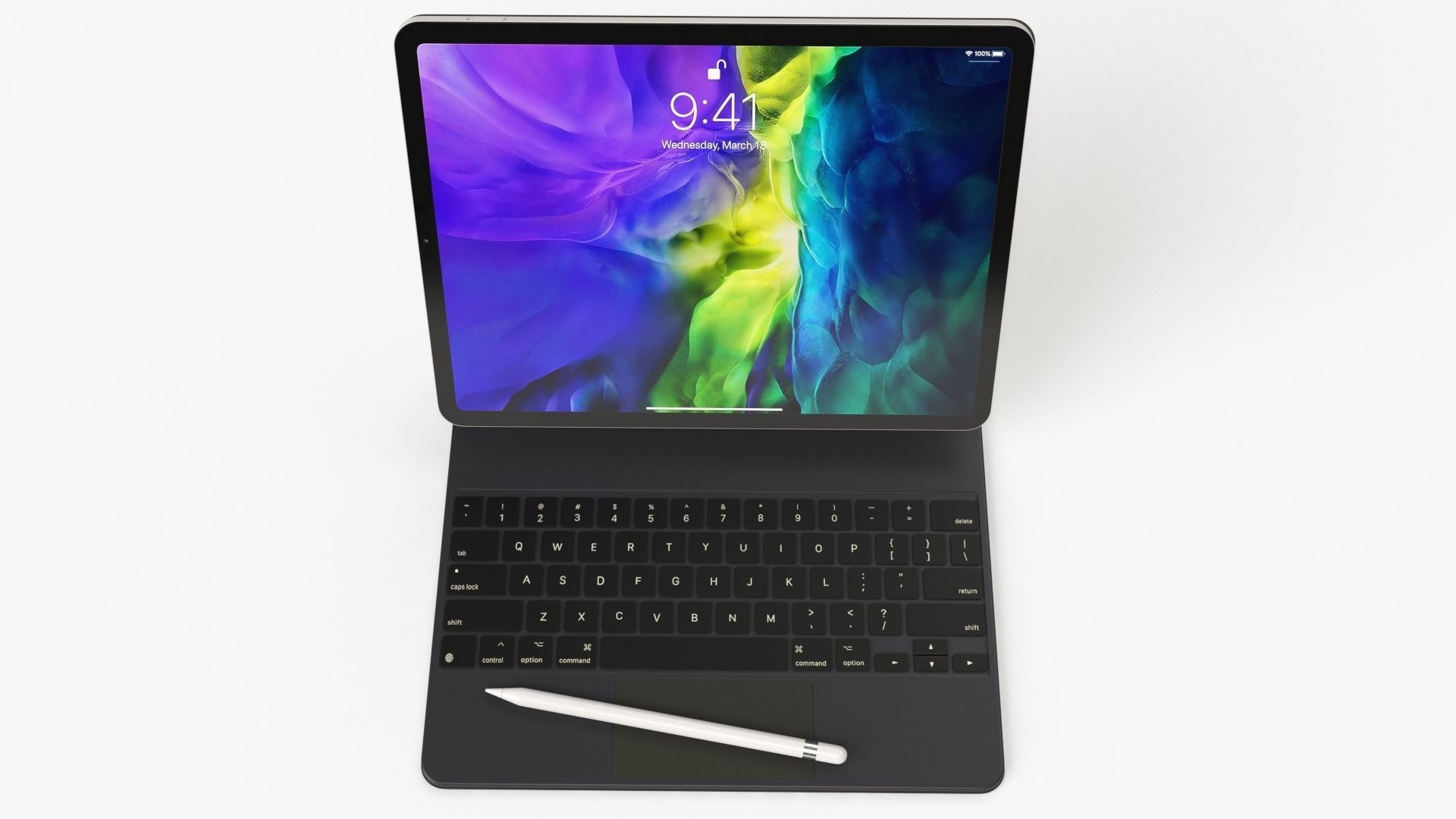 Apple ipad Pro 2020 and Magic Keyboard With apple-pencil 3D model_13