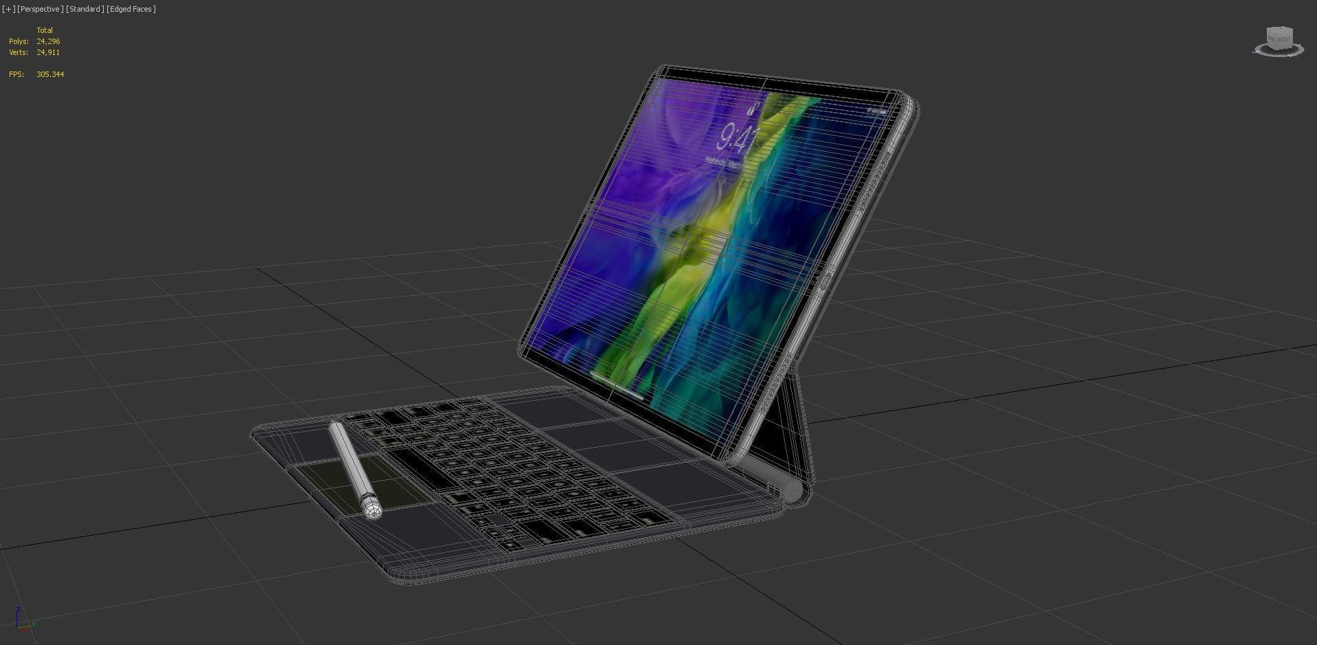 Apple ipad Pro 2020 and Magic Keyboard With apple-pencil 3D model_3