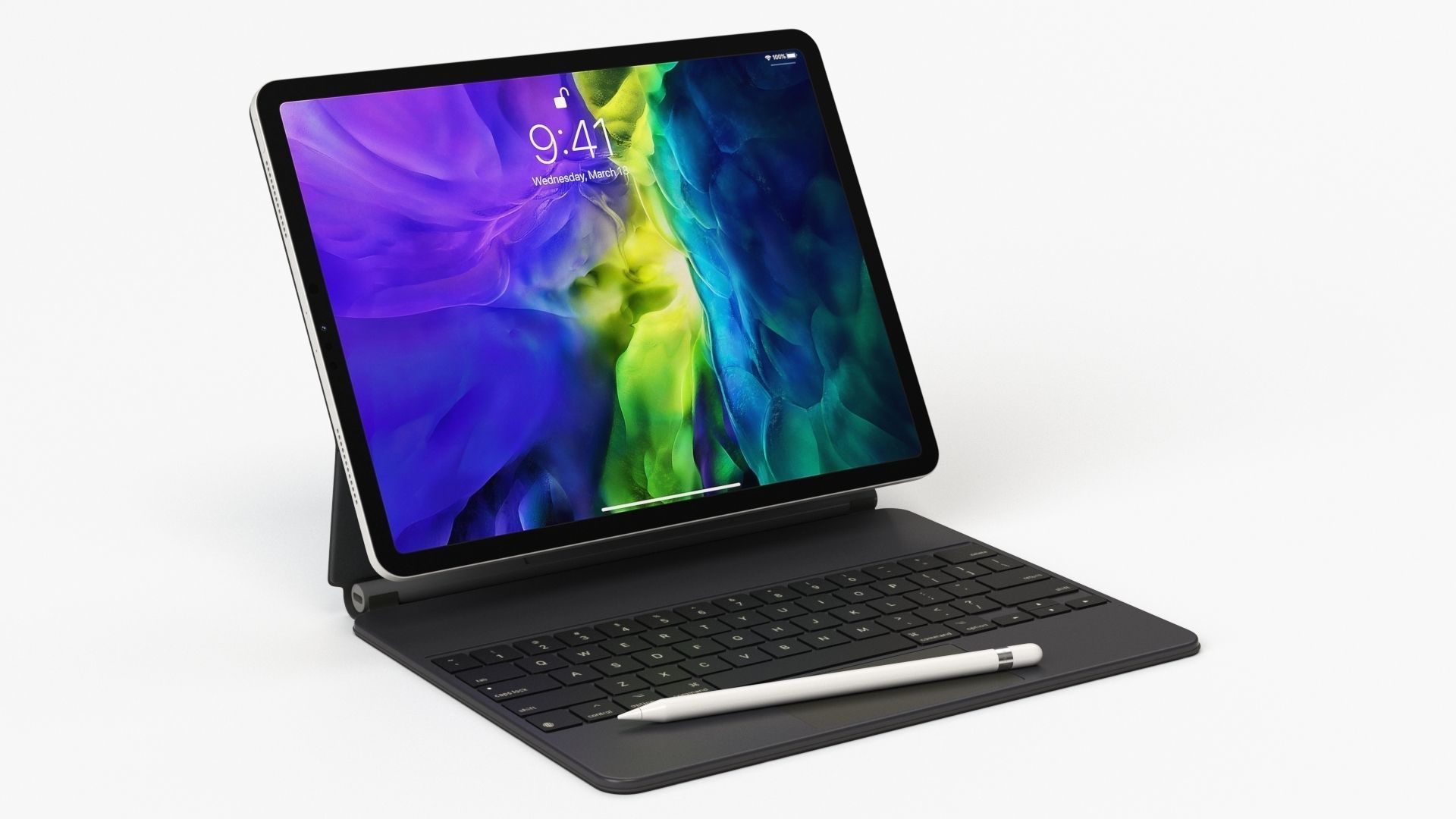 Apple ipad Pro 2020 and Magic Keyboard With apple-pencil 3D model_19