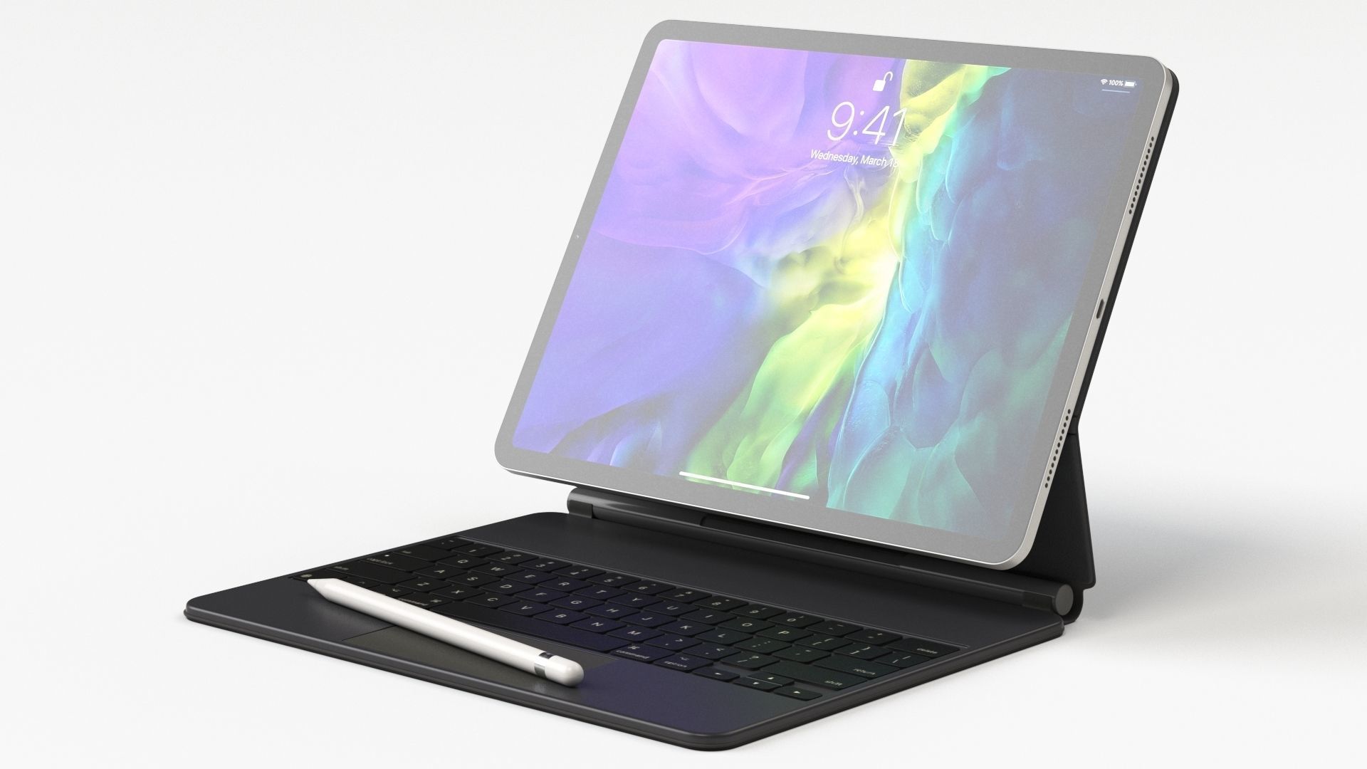 Apple ipad Pro 2020 and Magic Keyboard With apple-pencil 3D model_12