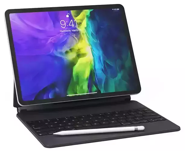 Apple ipad Pro 2020 and Magic Keyboard With apple-pencil 3D model