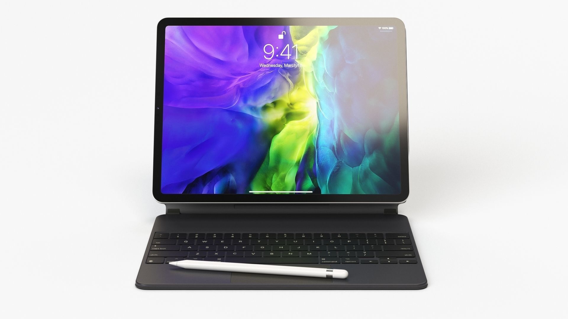 Apple ipad Pro 2020 and Magic Keyboard With apple-pencil 3D model_34