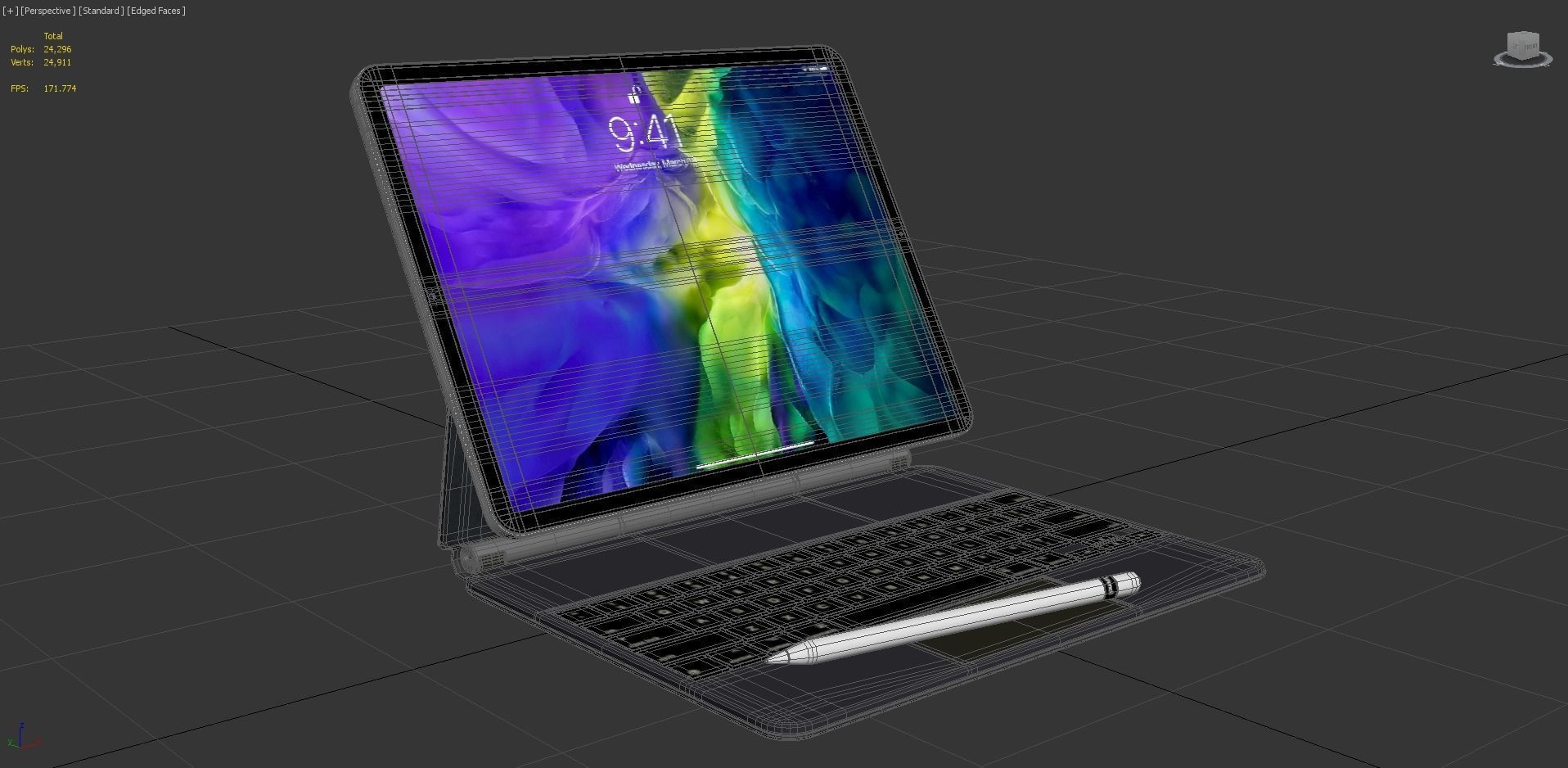 Apple ipad Pro 2020 and Magic Keyboard With apple-pencil 3D model_2