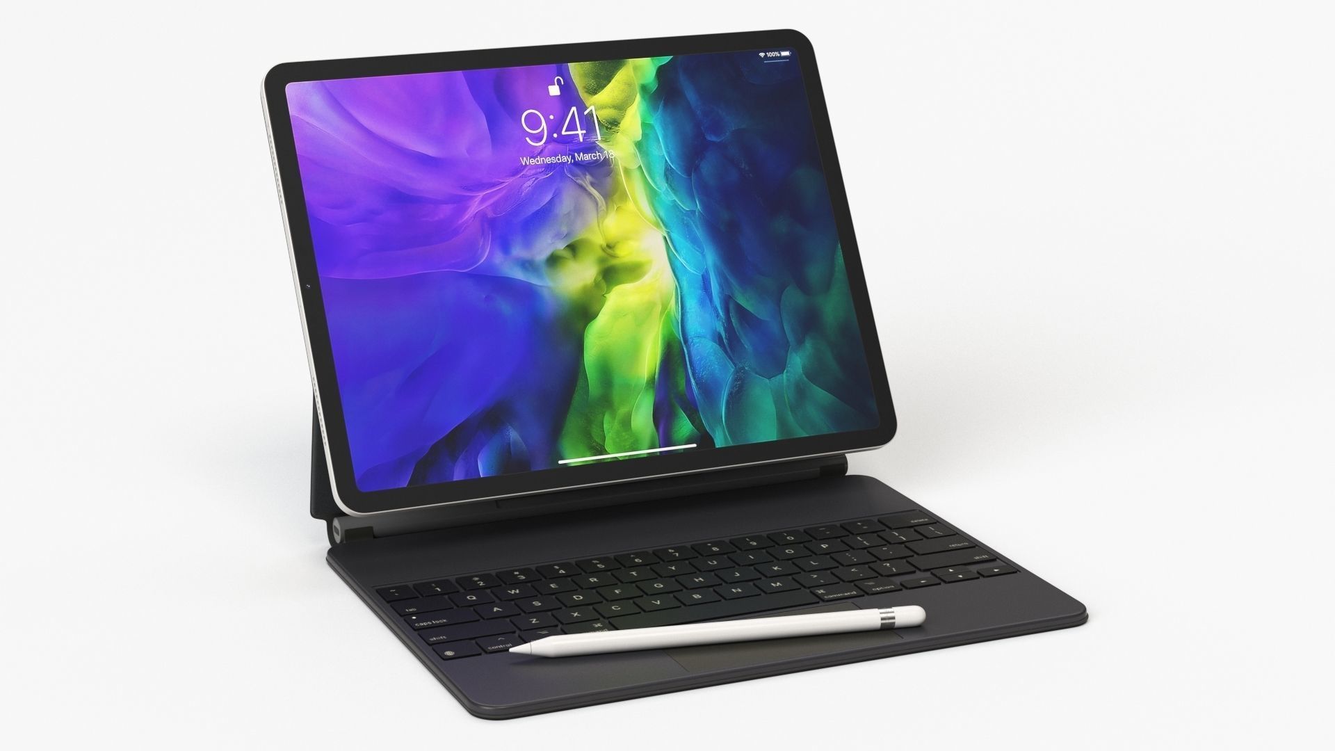 Apple ipad Pro 2020 and Magic Keyboard With apple-pencil 3D model_18