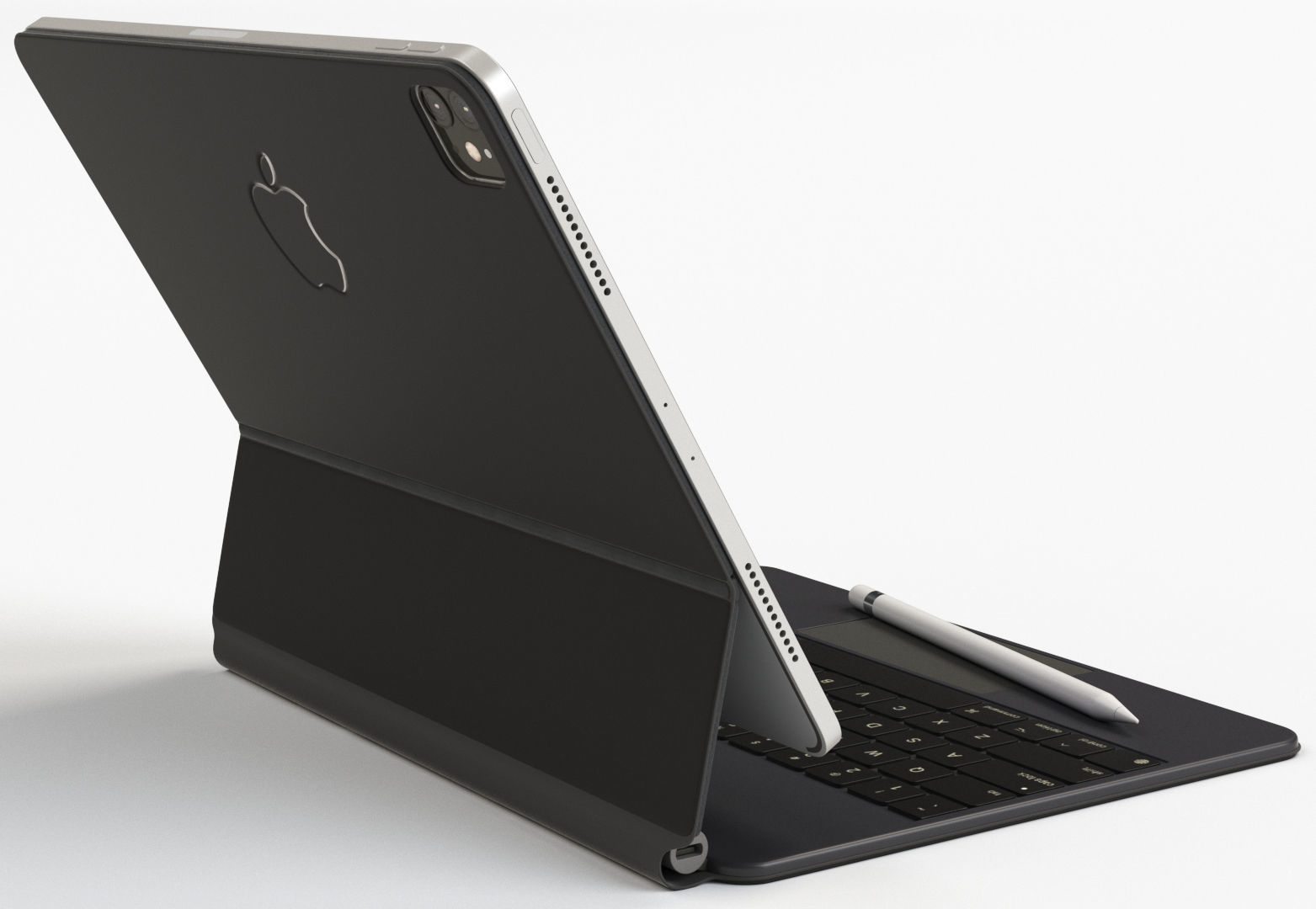 Apple ipad Pro 2020 and Magic Keyboard With apple-pencil 3D model_1