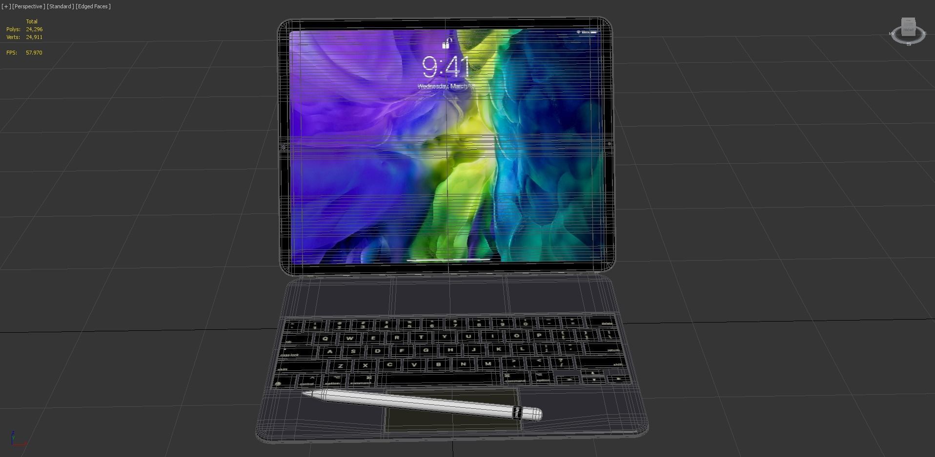 Apple ipad Pro 2020 and Magic Keyboard With apple-pencil 3D model_5