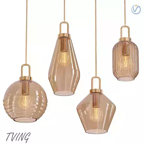 TVING four glass pendant lights hanging from gold chain