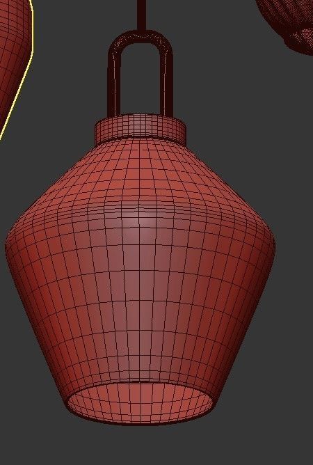 TVING four glass pendant lights hanging from gold chain 3D model_4