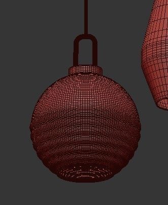 TVING four glass pendant lights hanging from gold chain 3D model_6