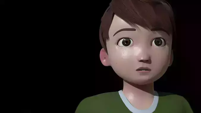 Roger cartoon boy looking at camera