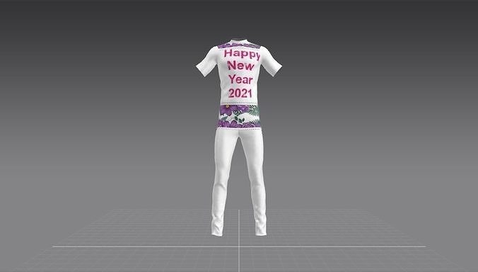 meery christmas tree Happy New year Shirt Trouser 3D model