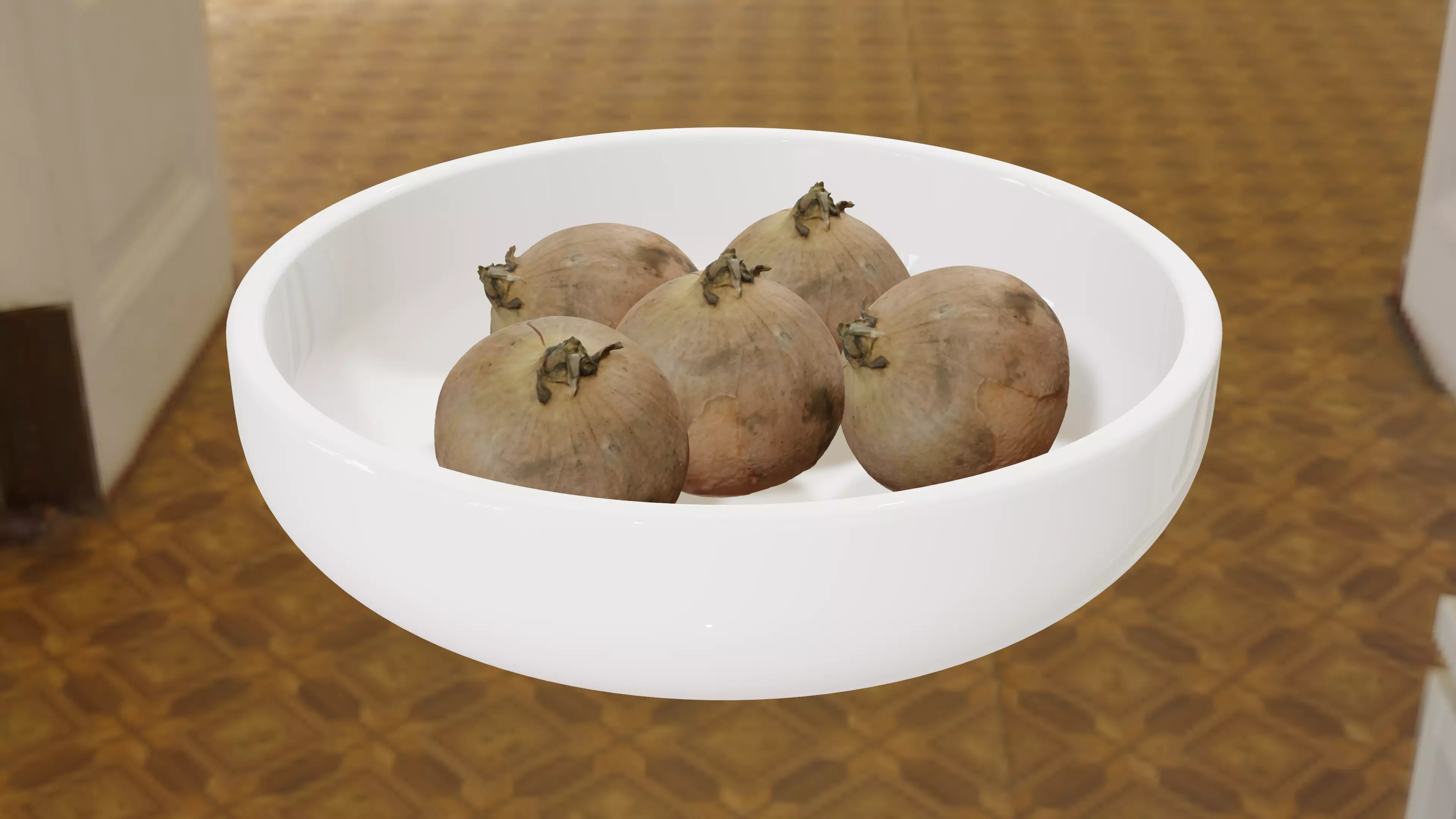 Onion fruit in bowl Free 3D model_0