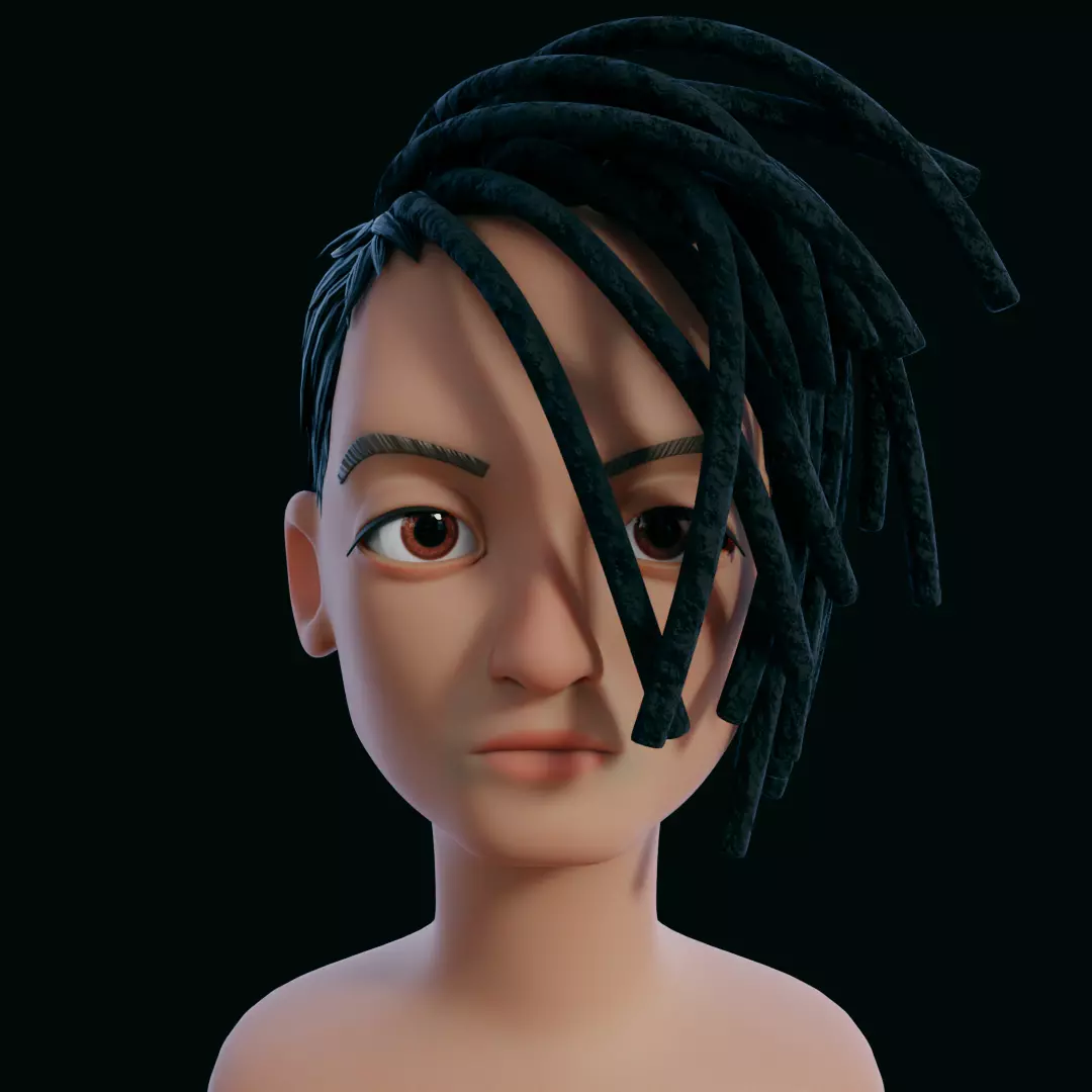 Rasta girl head Low-poly 3D model