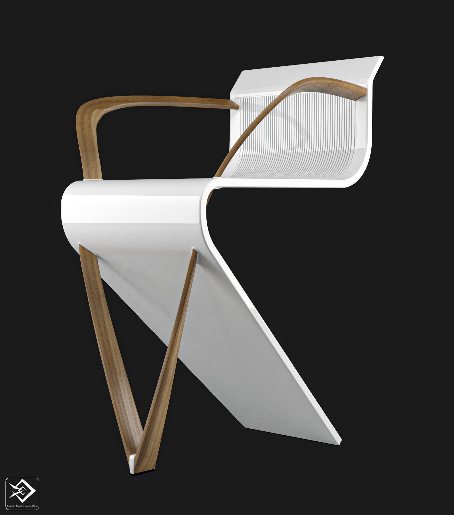 modern chair Low-poly 3D model_1