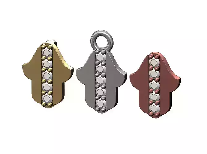 Khmissa beldi moroccan pendant and charm with diamond line 