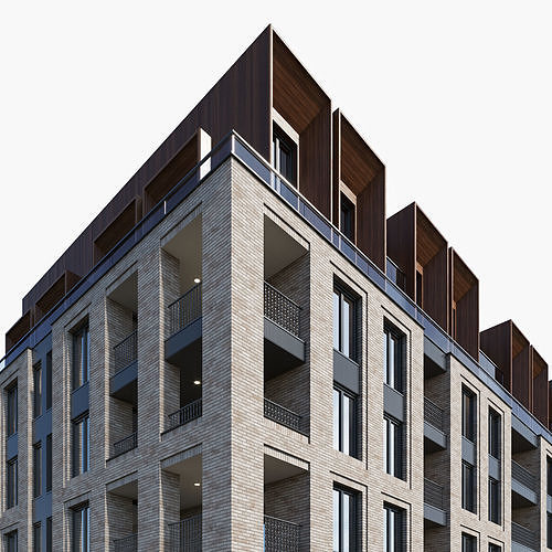 Modern residential building 11 3D model 4