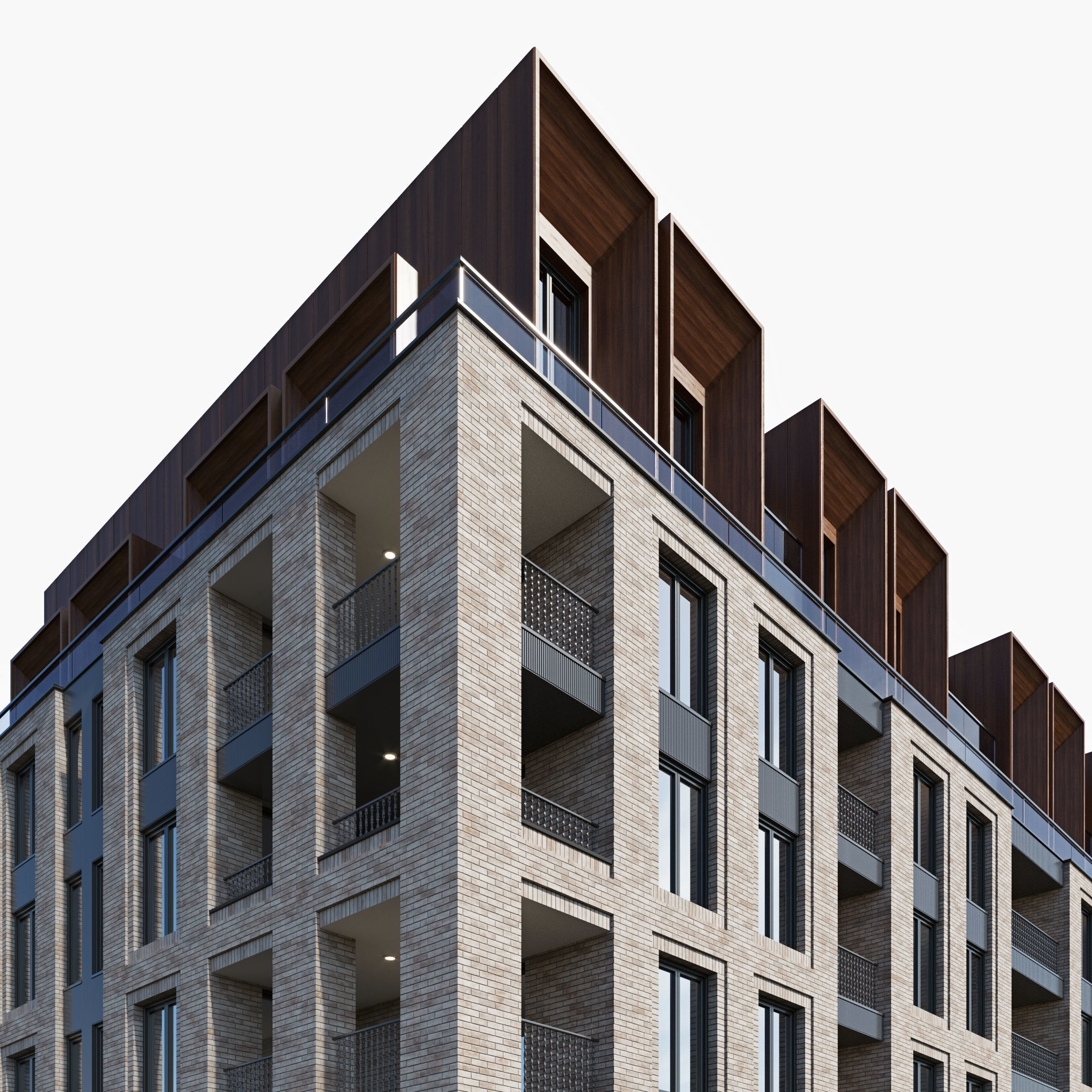 Modern residential building 11 3D model_3