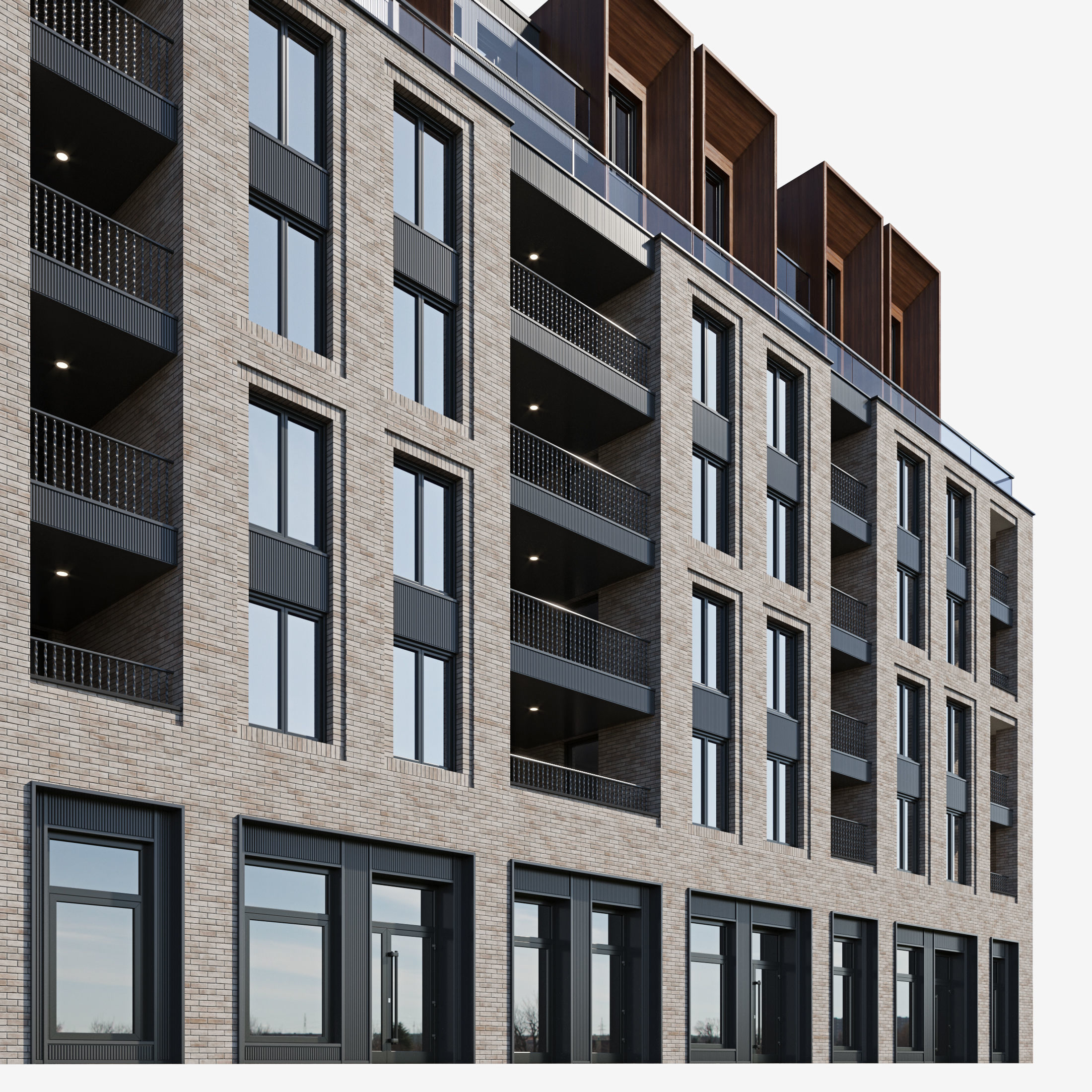 Modern residential building 11 3D model_2