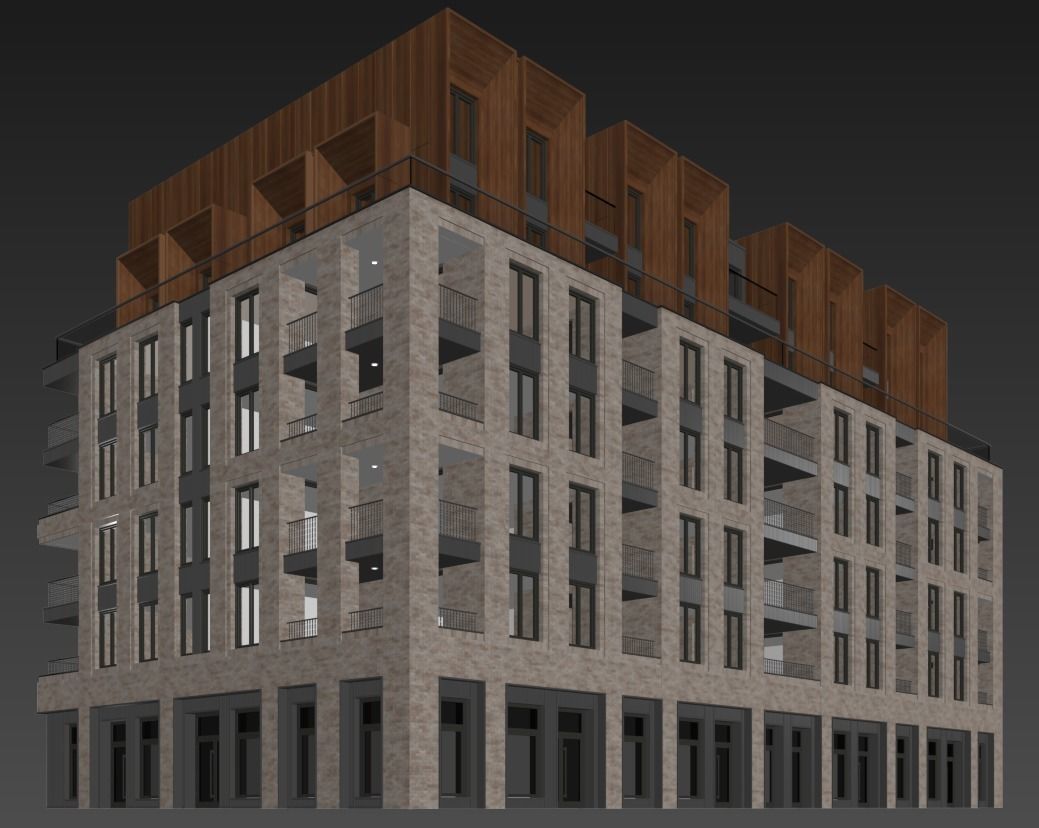 Modern residential building 11 3D model_8