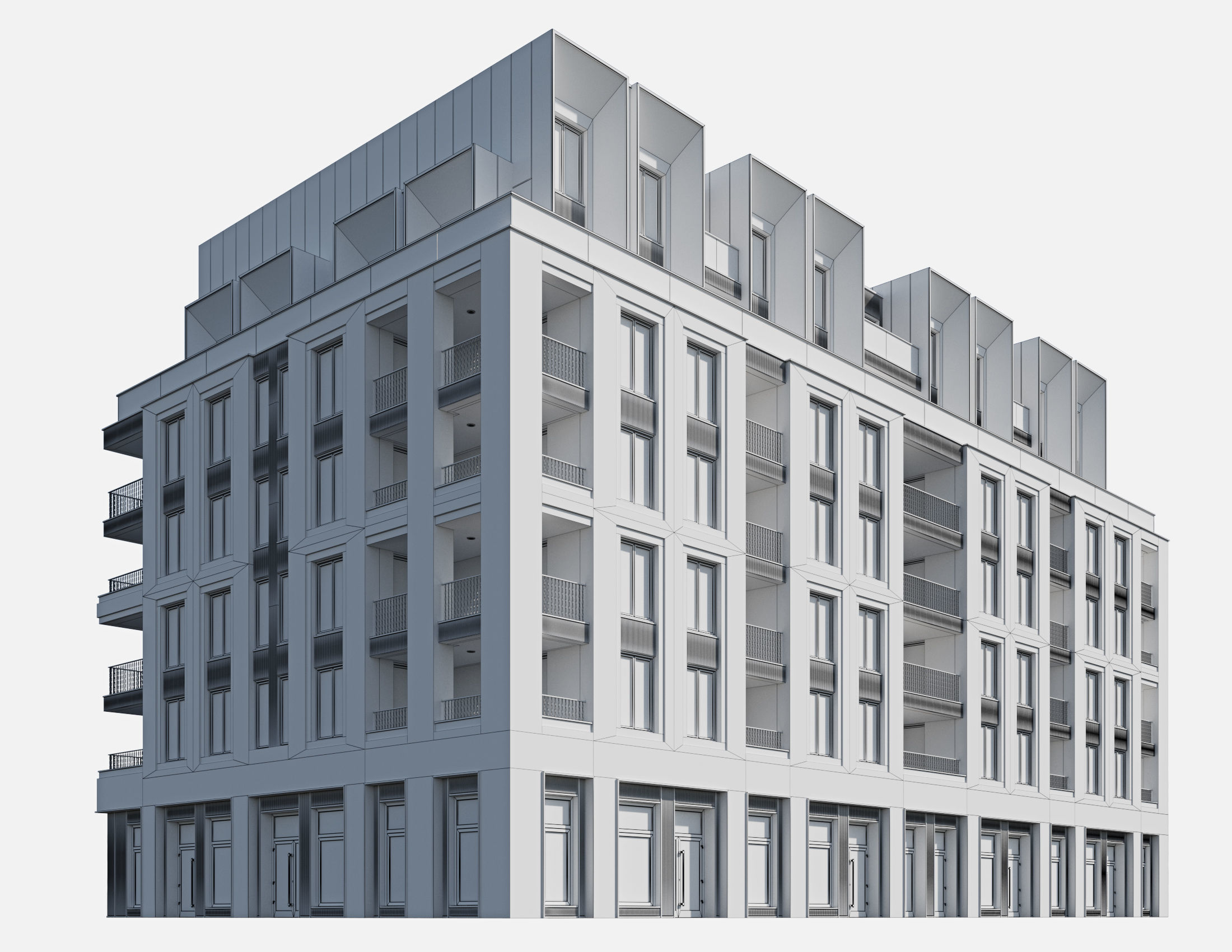 Modern residential building 11 3D model_10