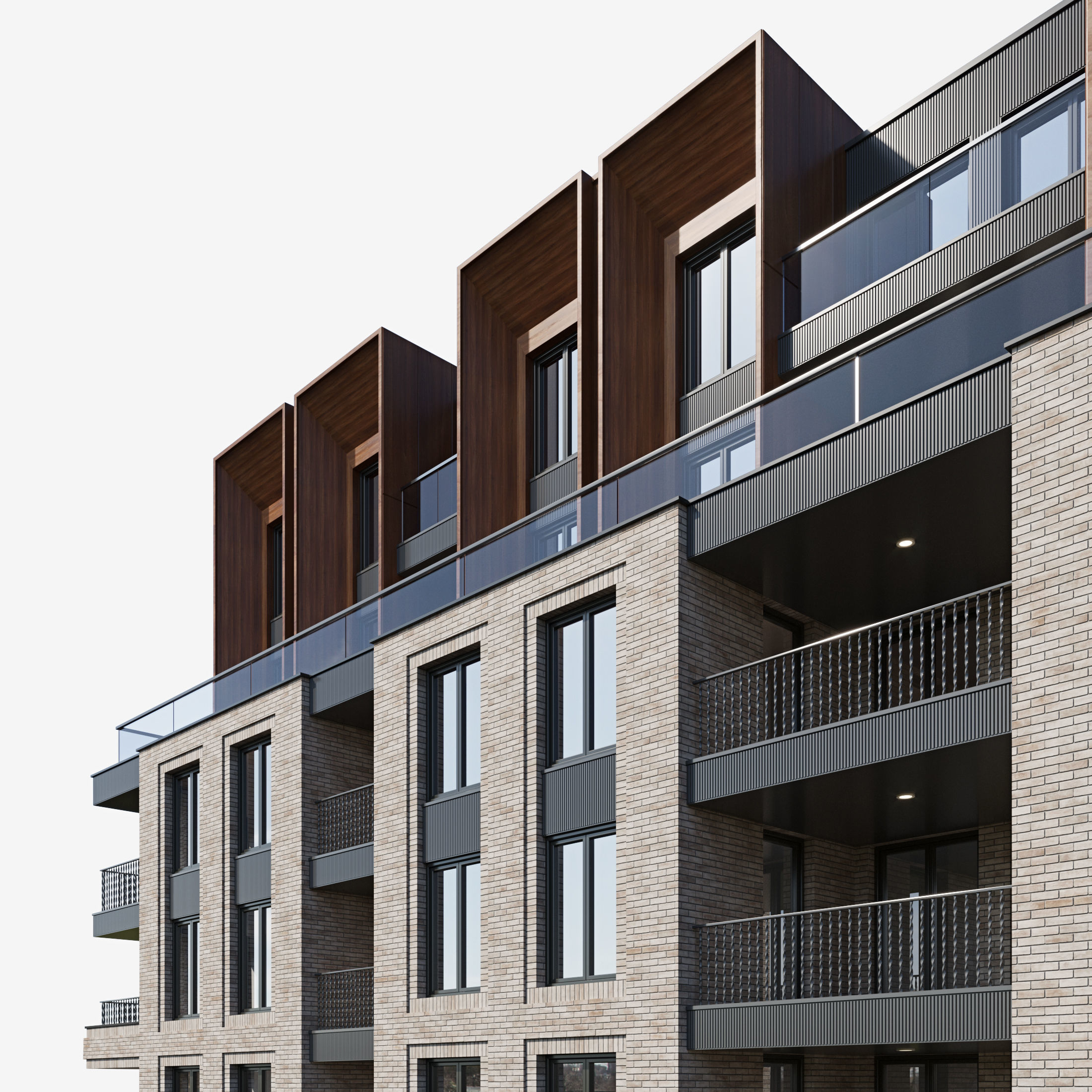 Modern residential building 11 3D model_7