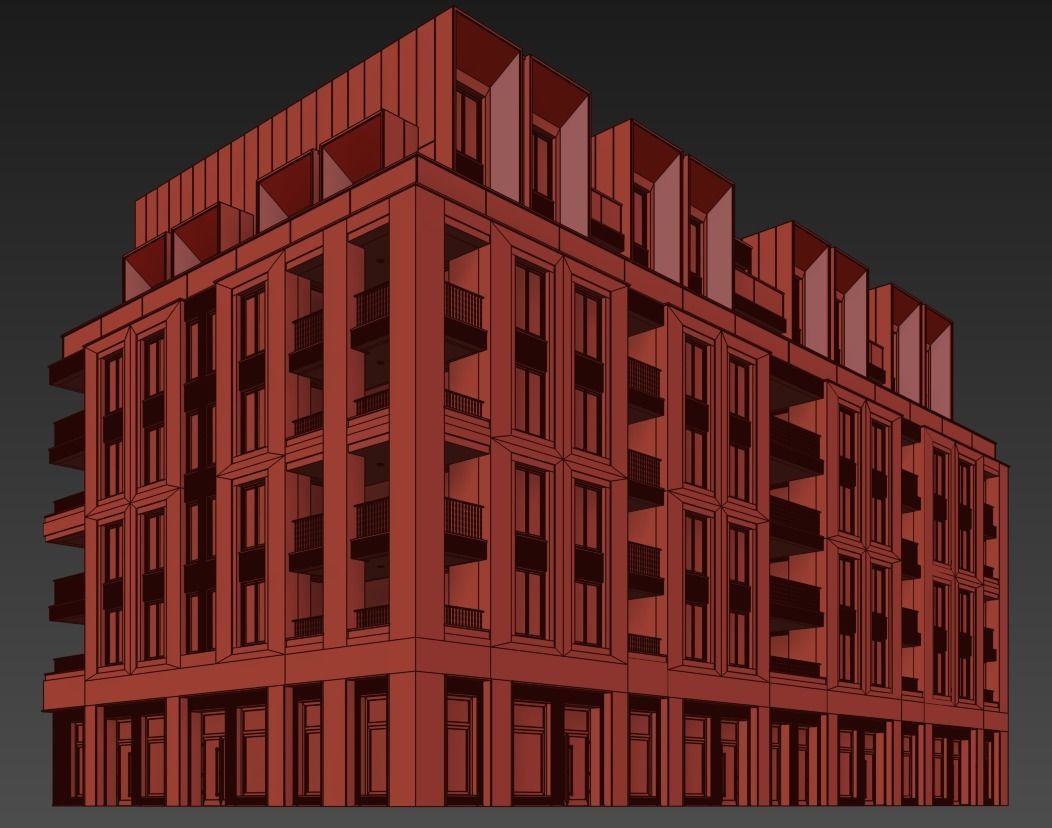 Modern residential building 11 3D model_9