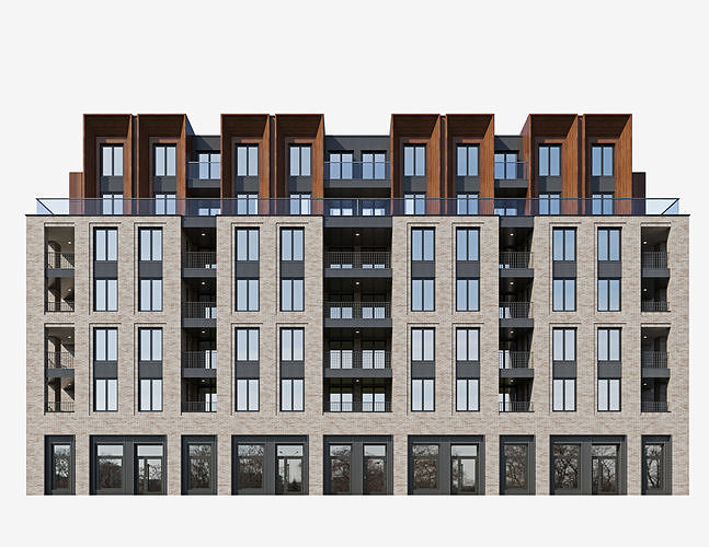 Modern residential building 11 3D model 7